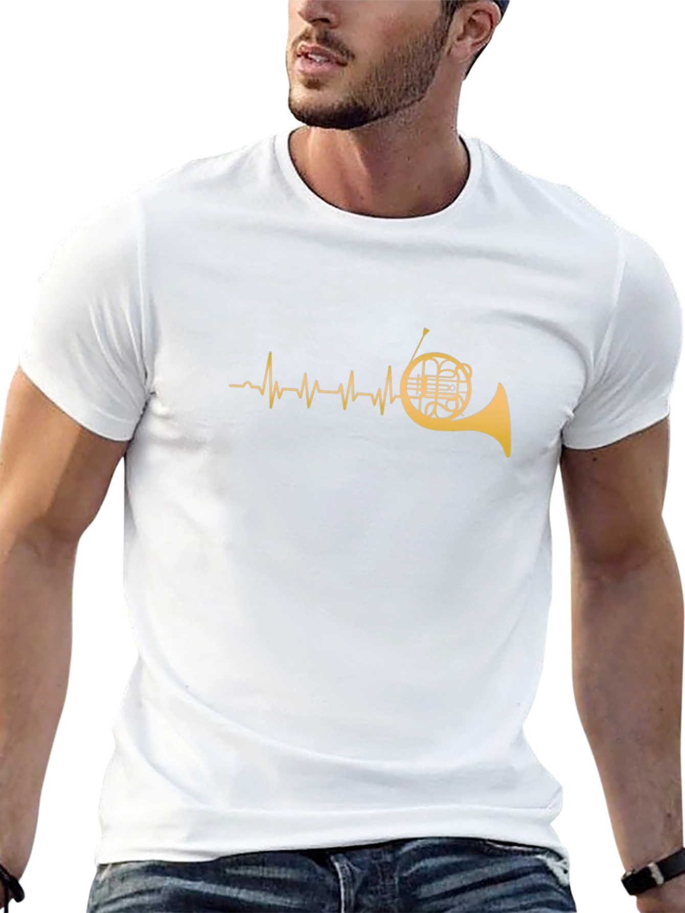 French Horn Heartbeat T-Shirt - Musician Tee