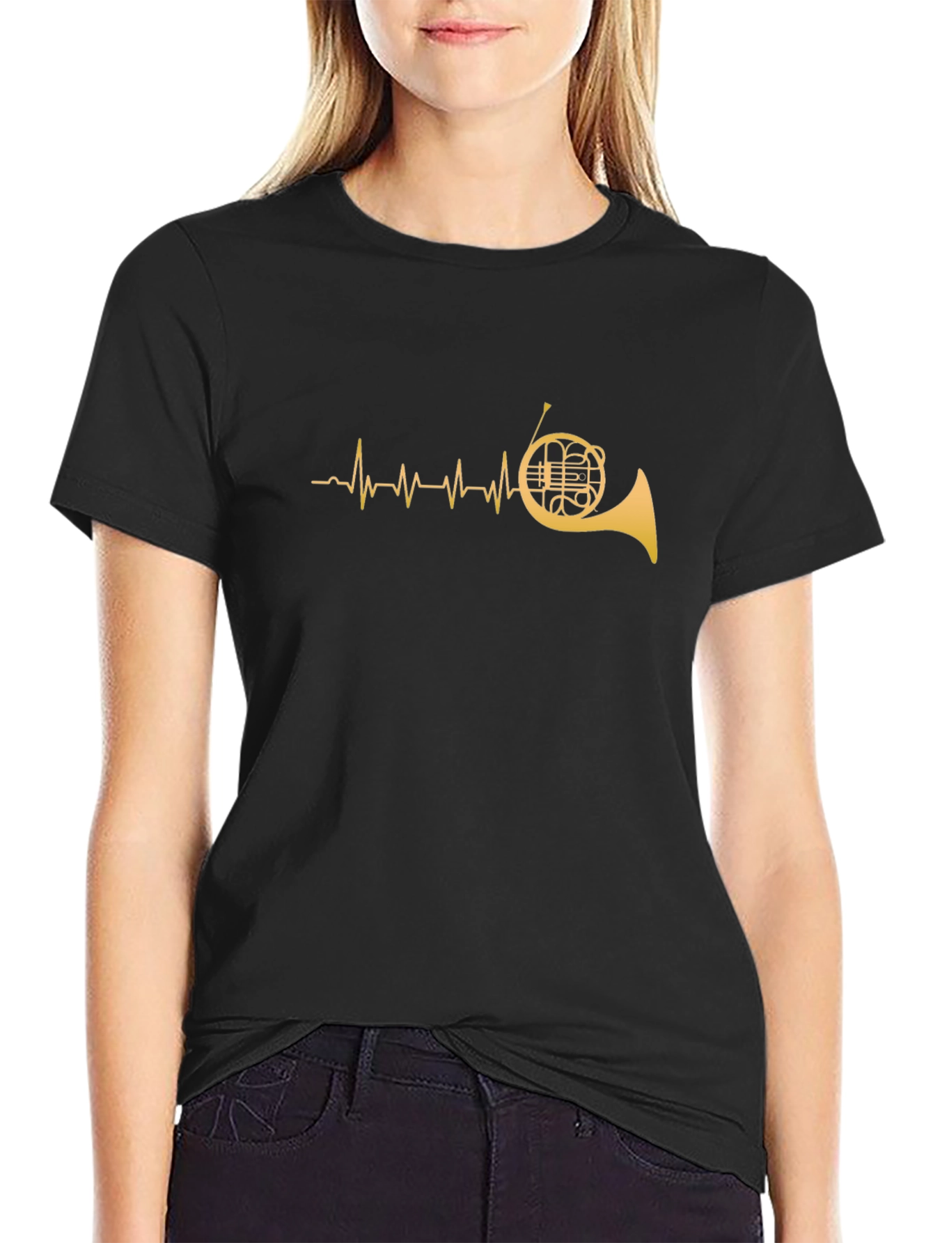 French Horn Heartbeat T-Shirt - Musician Tee
