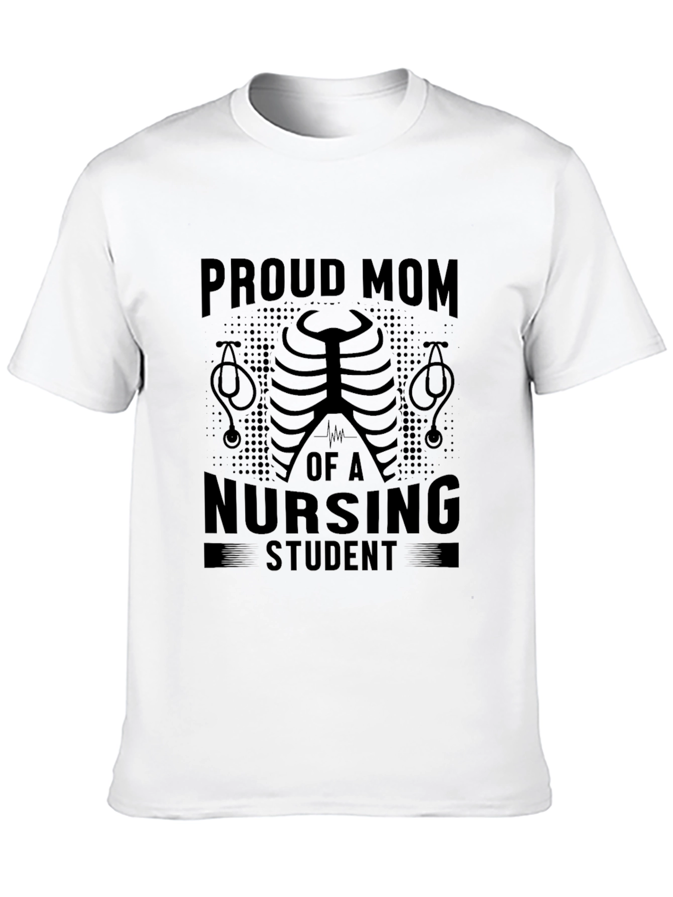 Proud Mom Nursing Student Black Graphic T-Shirt