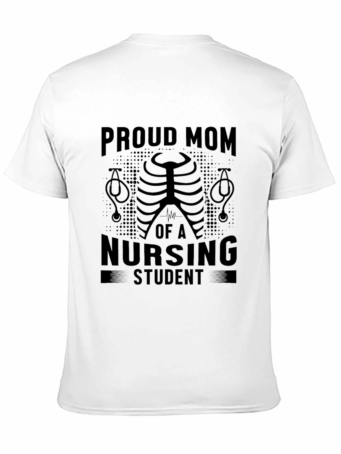 Proud Mom Nursing Student Black Graphic T-Shirt