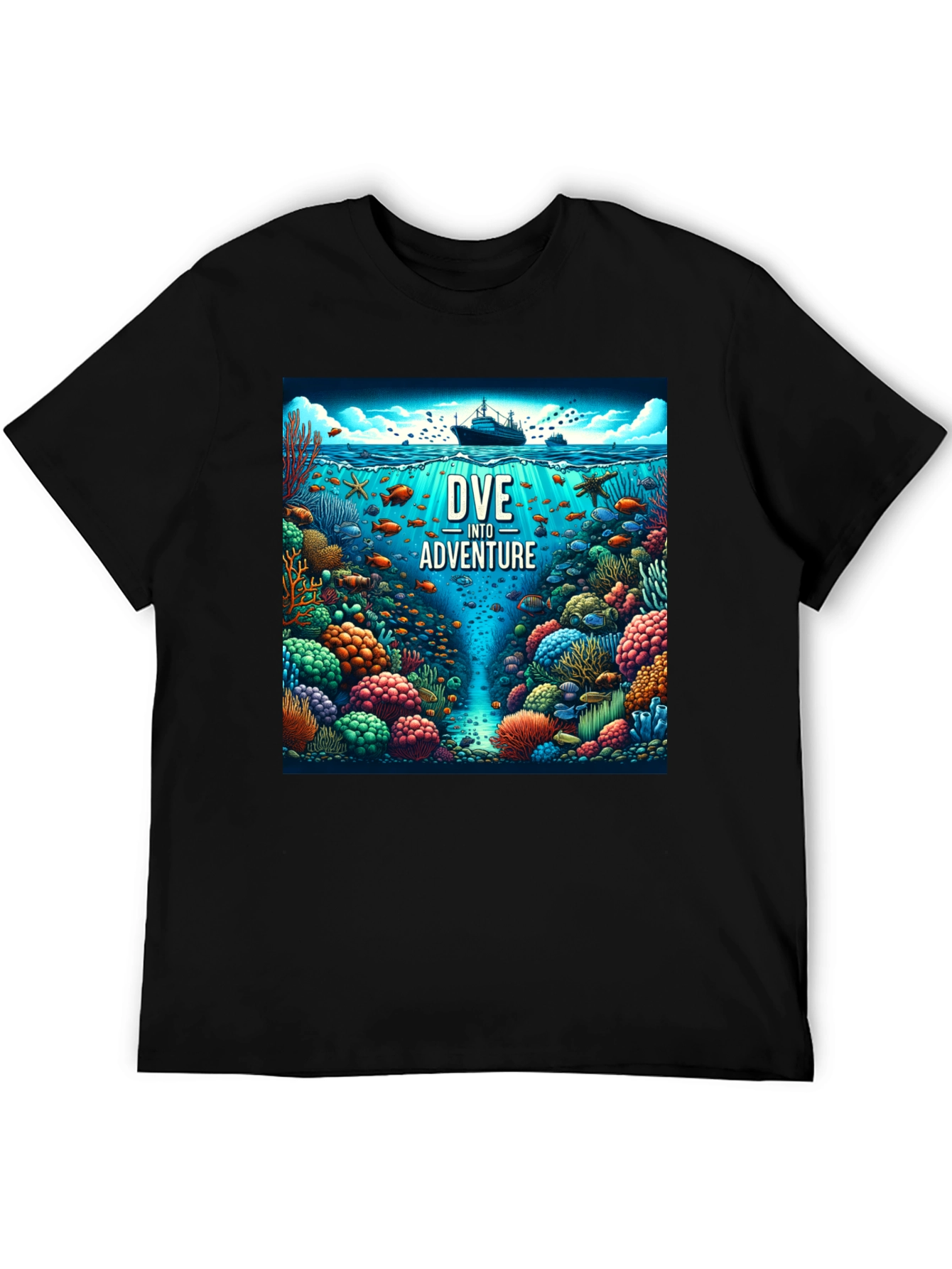 Dive Into Adventure Graphic Tee - Black