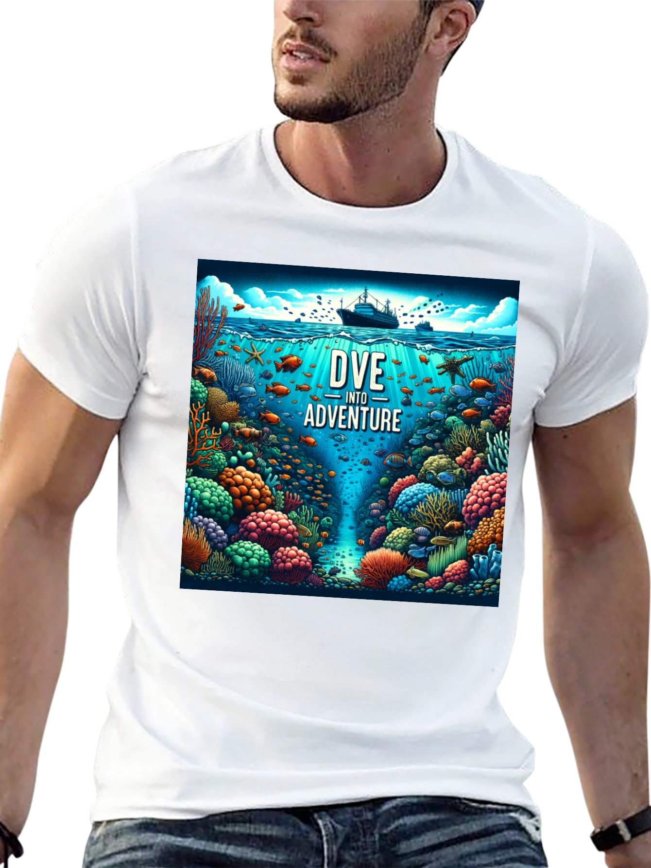 Dive Into Adventure Graphic Tee - Black