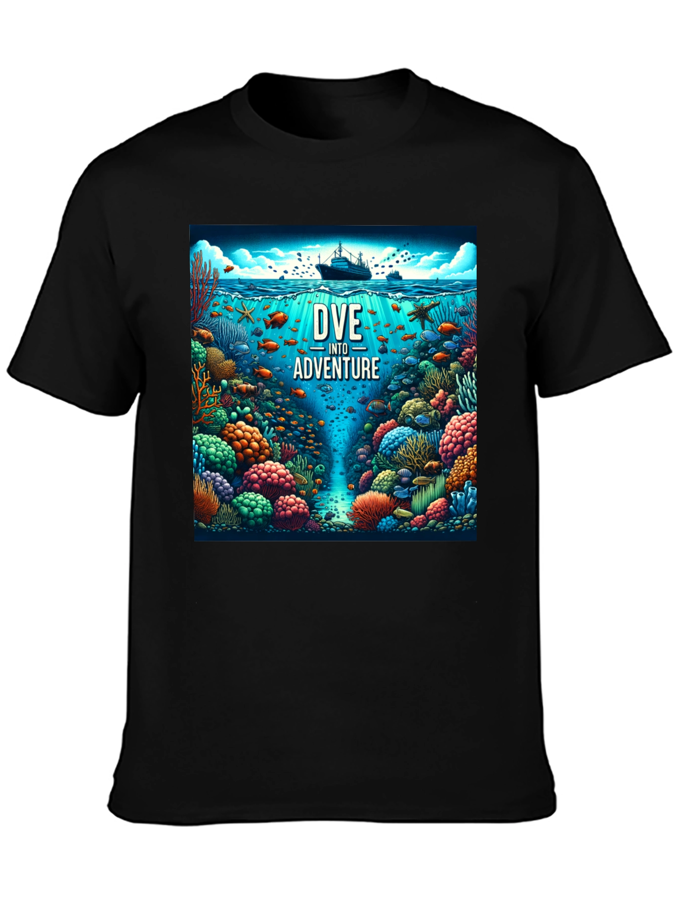 Dive Into Adventure Graphic Tee - Black