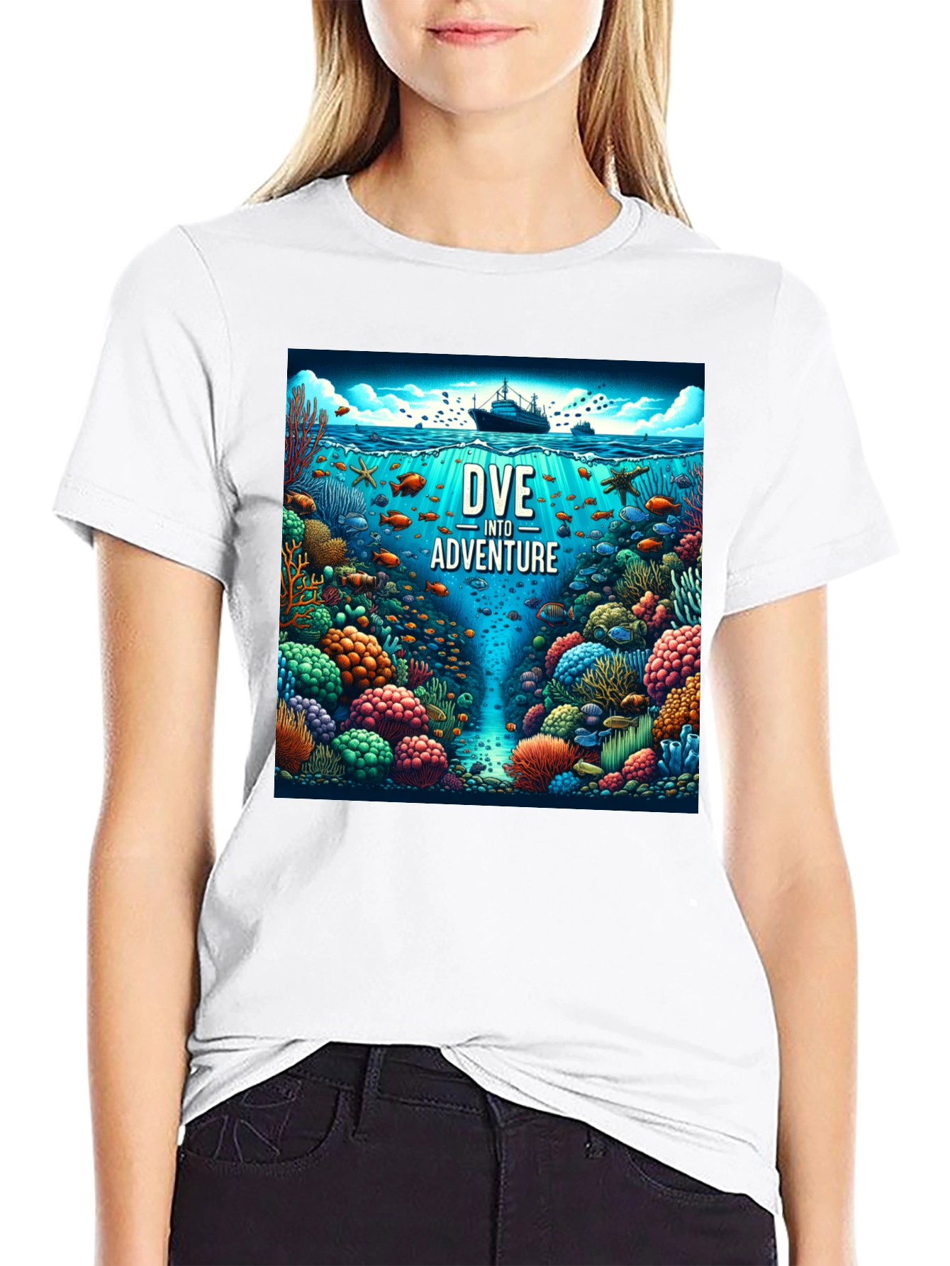 Dive Into Adventure Graphic Tee - Black