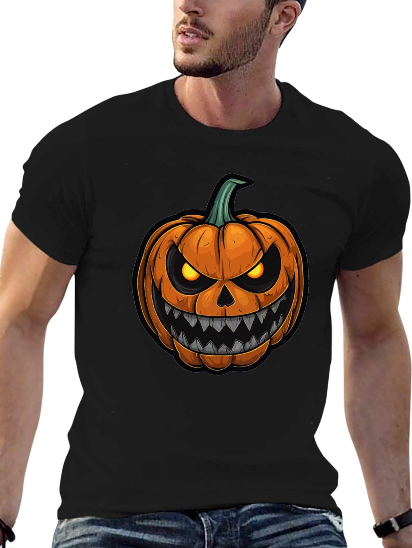 Halloween Pumpkin Graphic Tee - Spooky Season Shirt