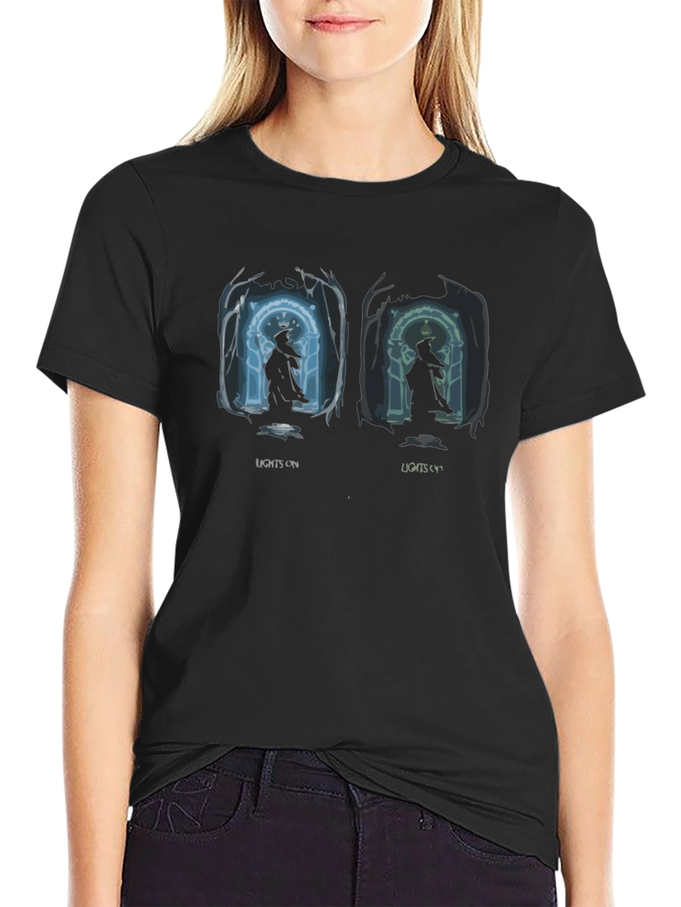 Lights On Silhouette Graphic Print Tee