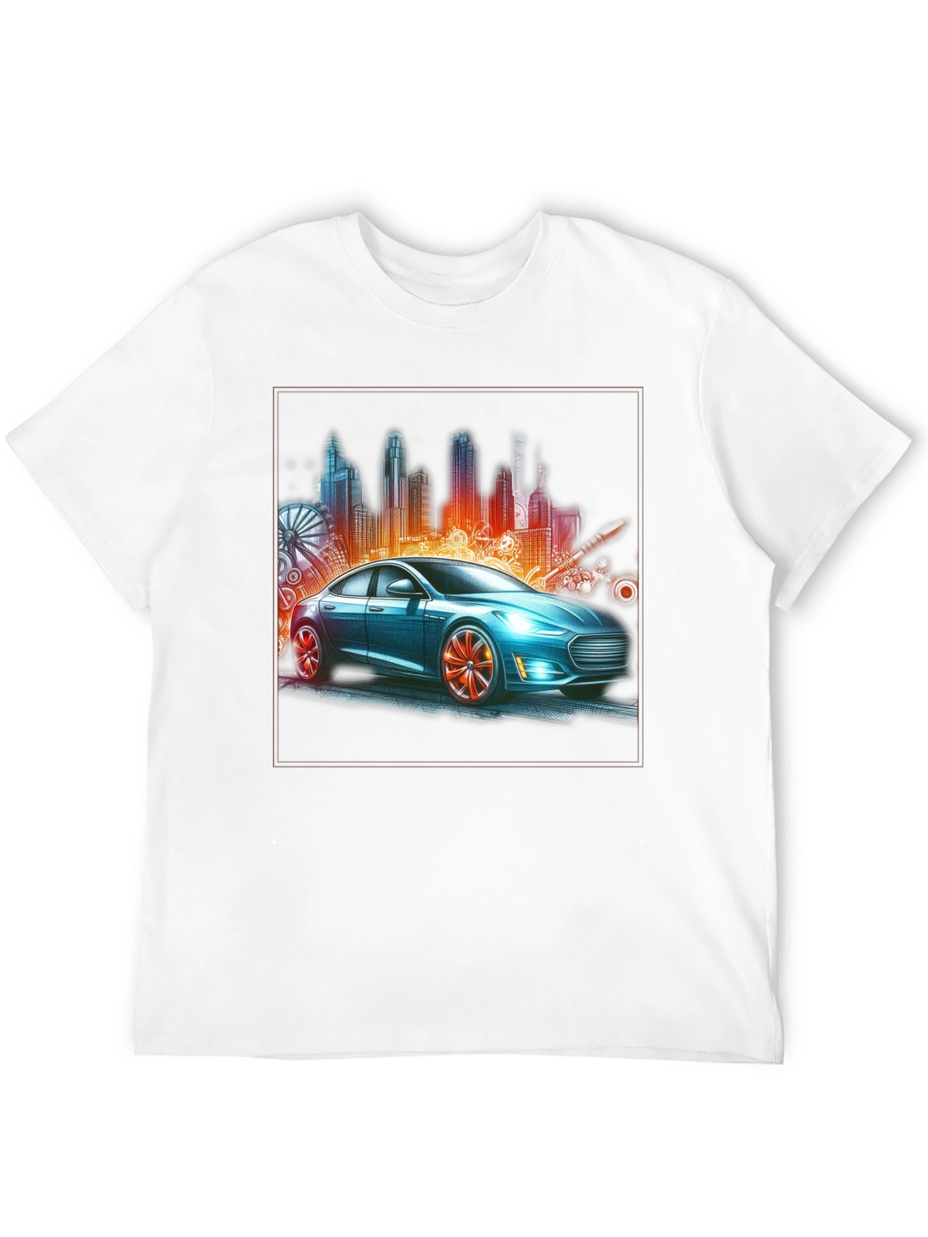 Modern City Car Graphic Tee - Stylish Urban Design