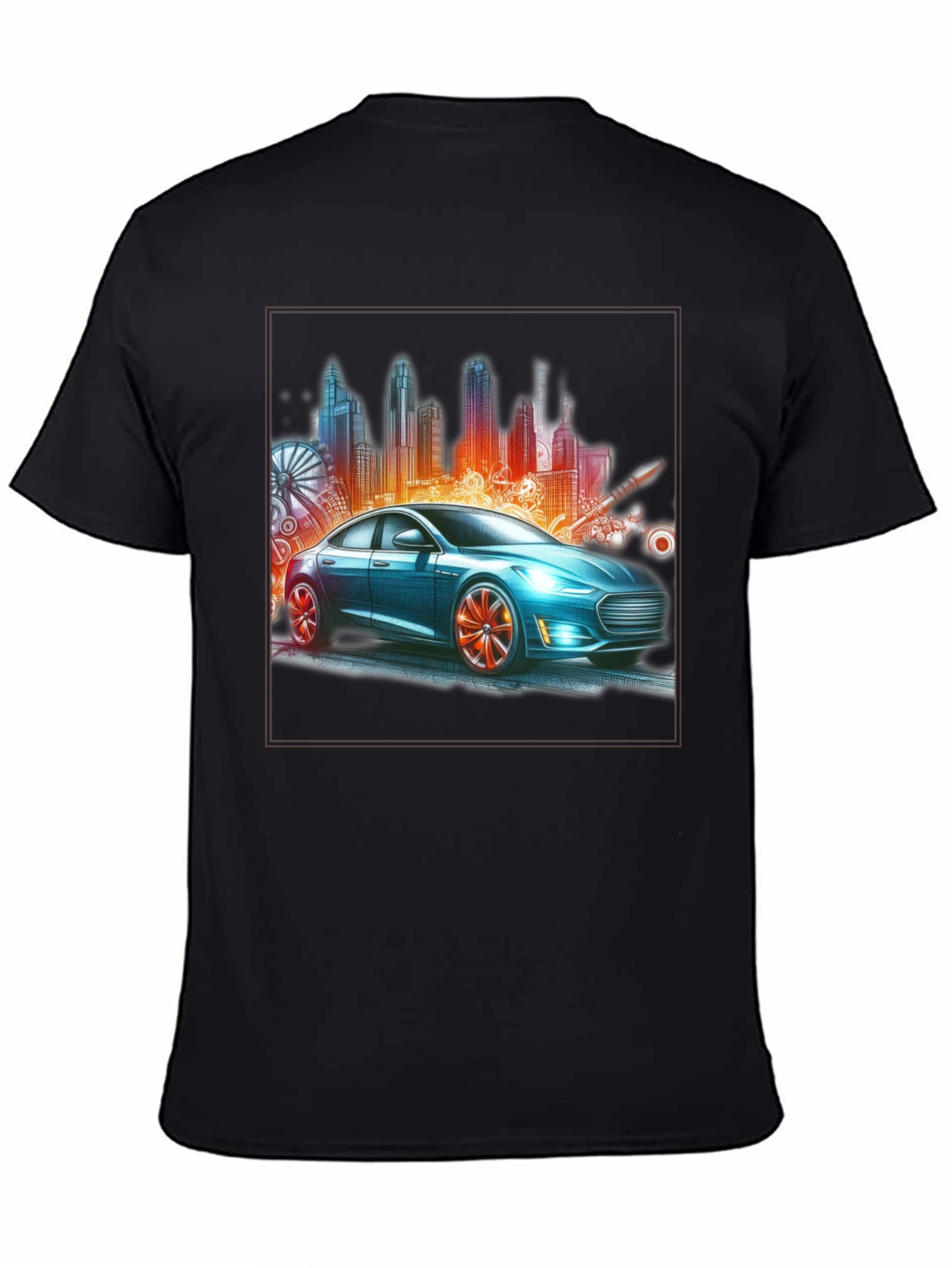 Modern City Car Graphic Tee - Stylish Urban Design