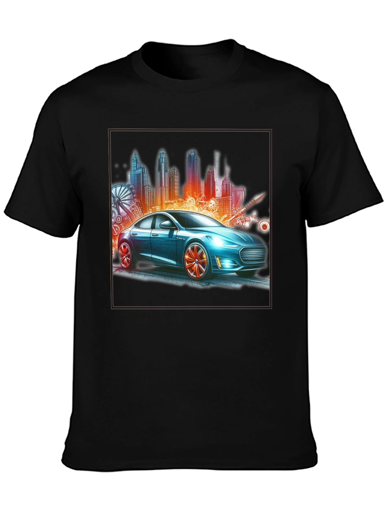 Modern City Car Graphic Tee - Stylish Urban Design
