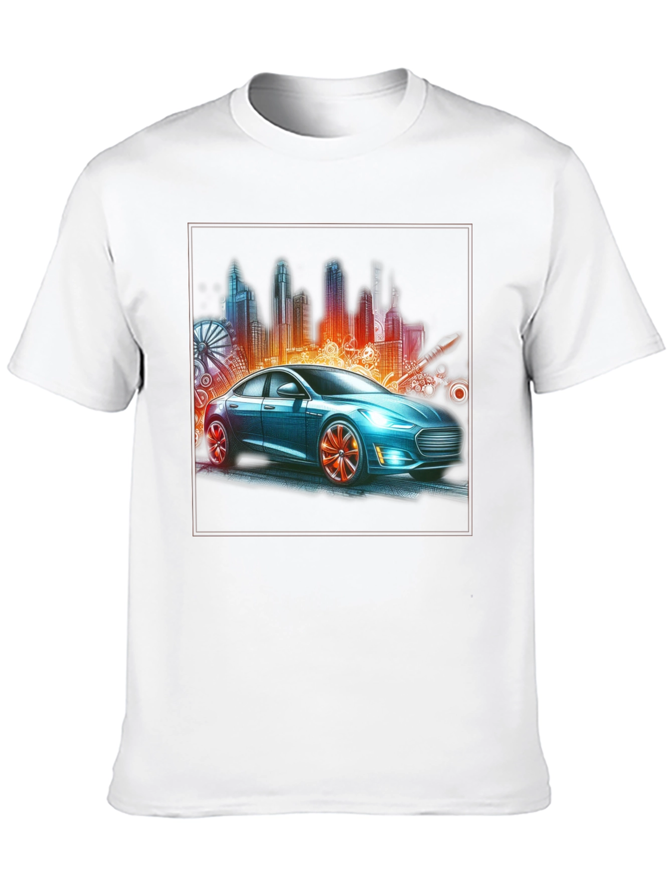 Modern City Car Graphic Tee - Stylish Urban Design
