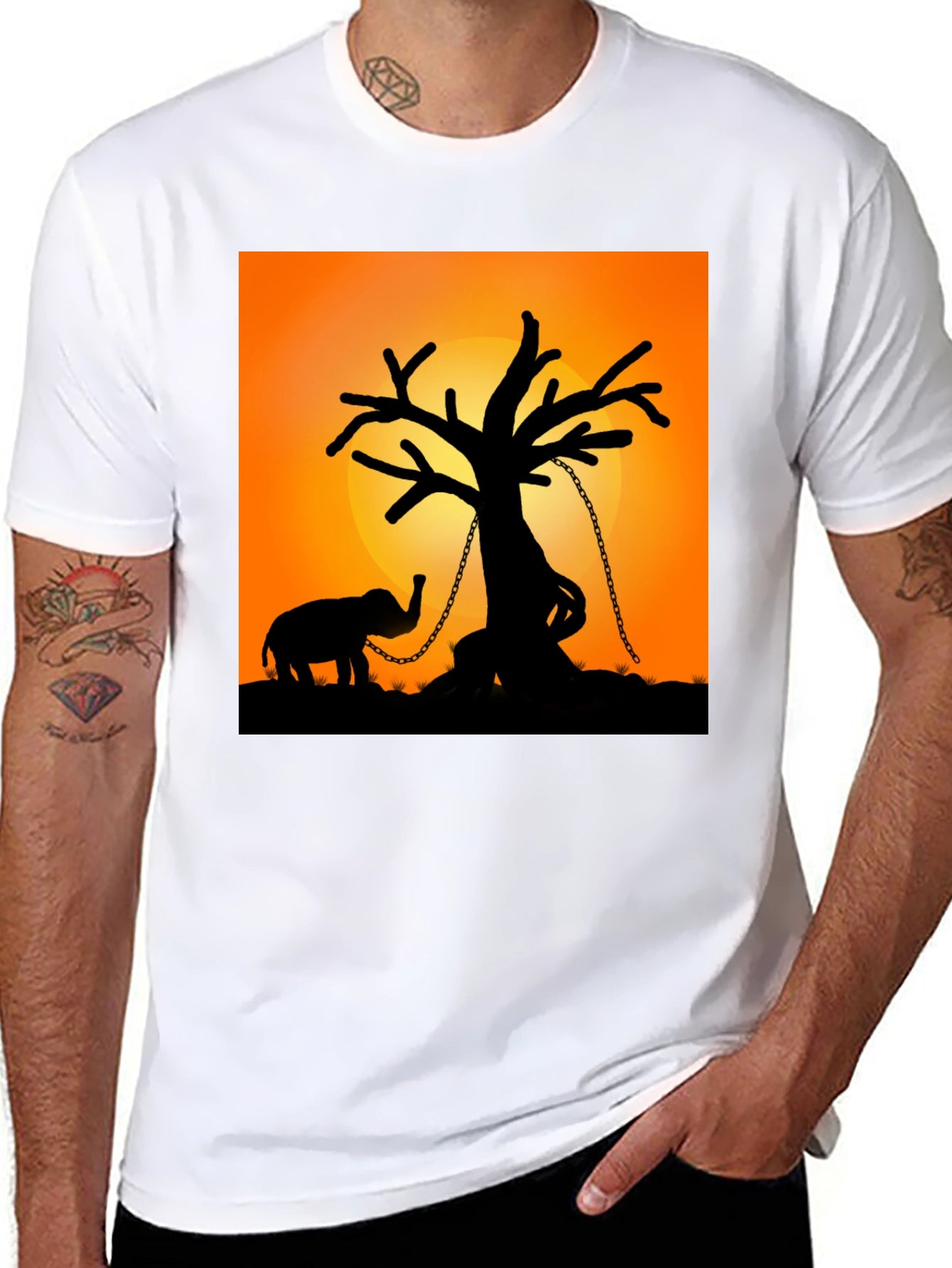 Elephant & Tree Graphic Tee - Unique Design