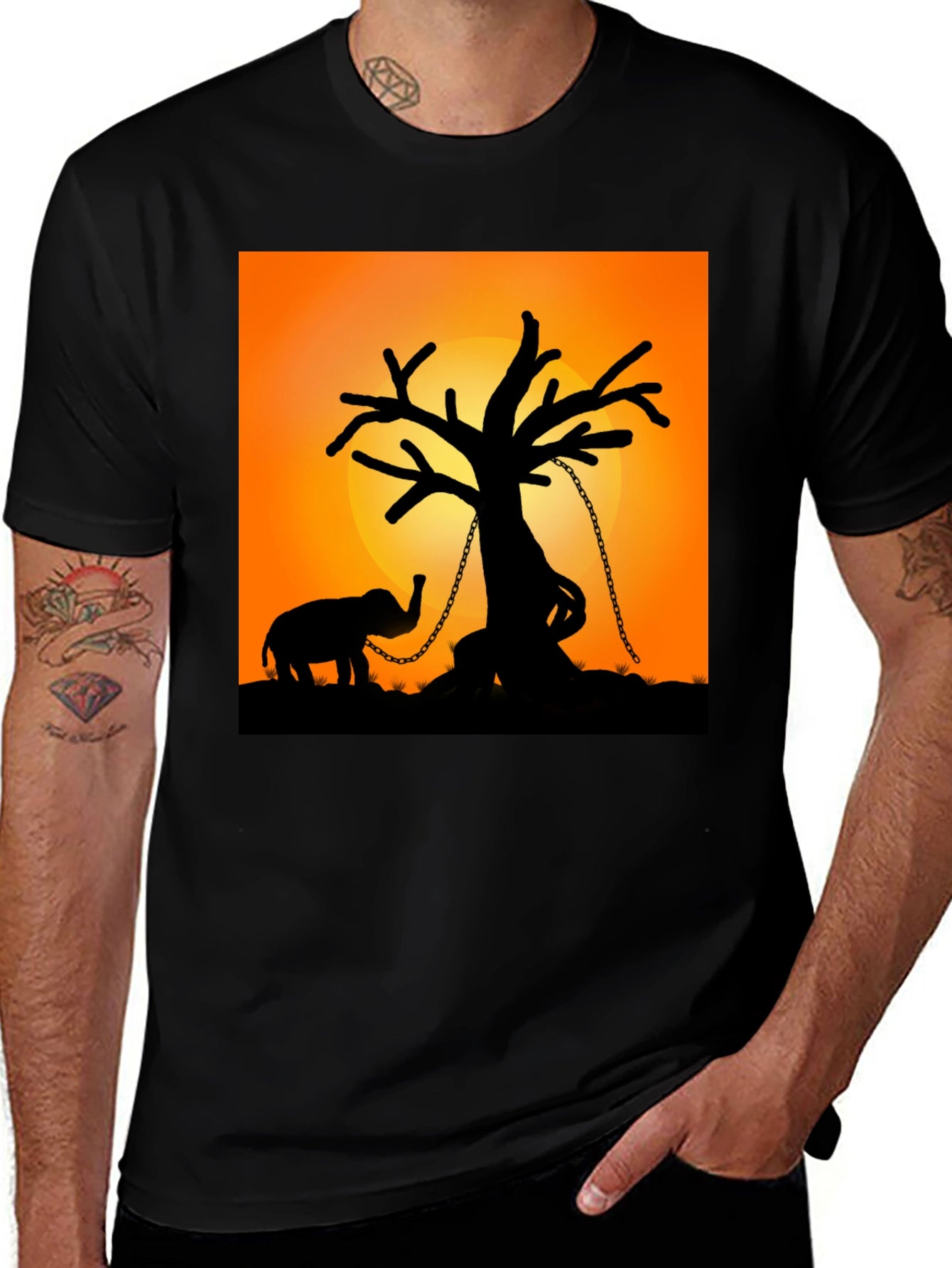Elephant & Tree Graphic Tee - Unique Design