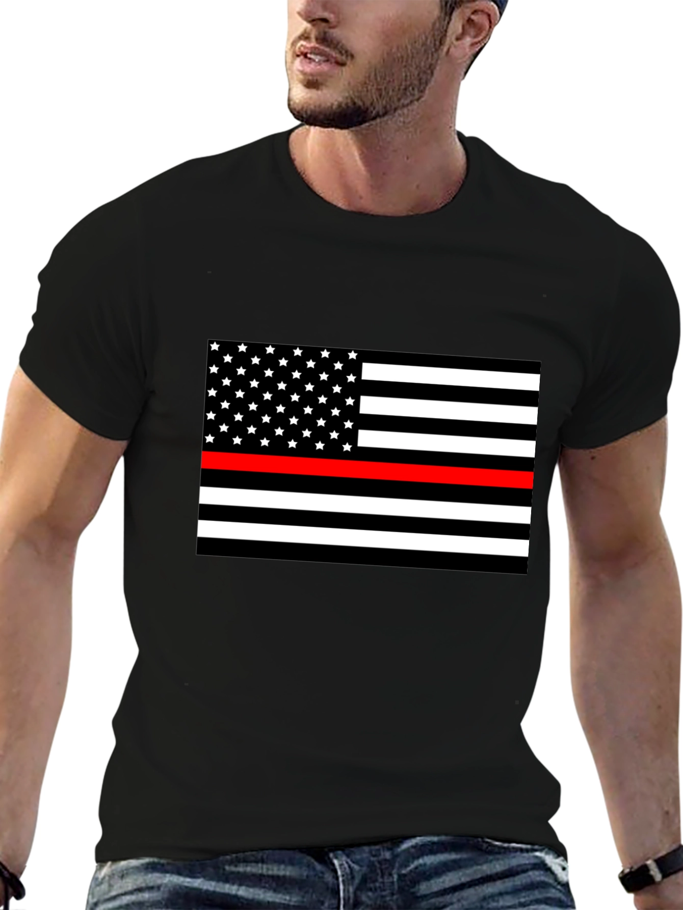 Thin Red Line USA Flag Graphic T-Shirt