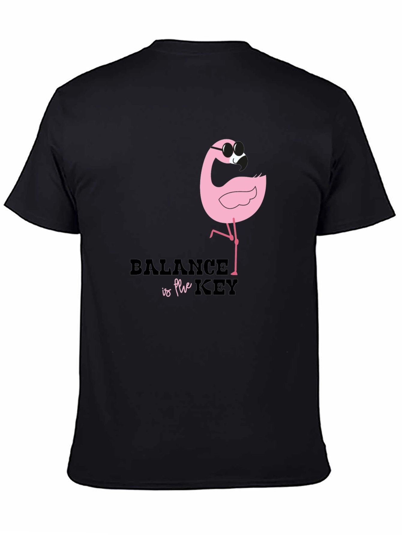 Balance is Key Flamingo Black Graphic Tee