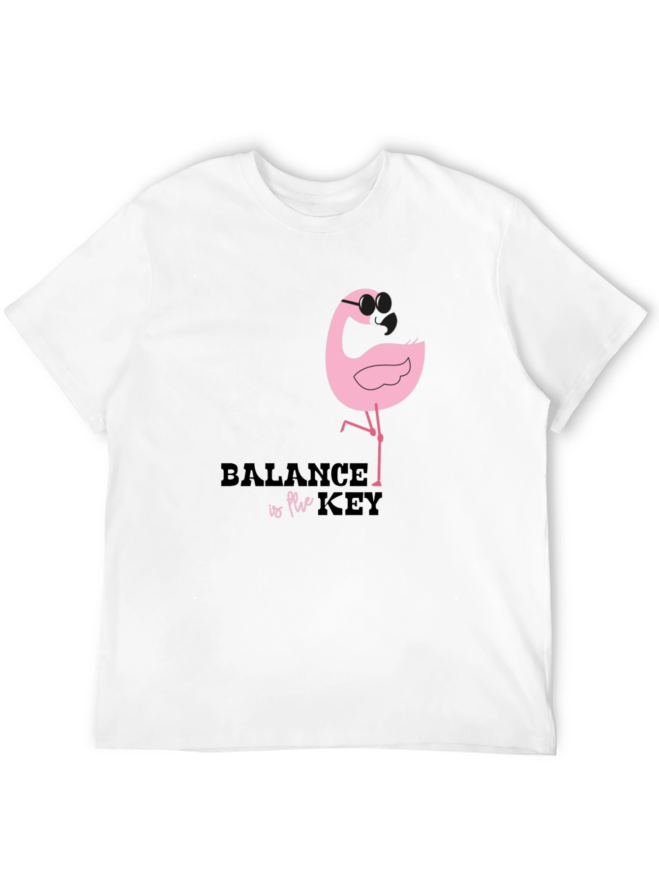 Balance is Key Flamingo Black Graphic Tee