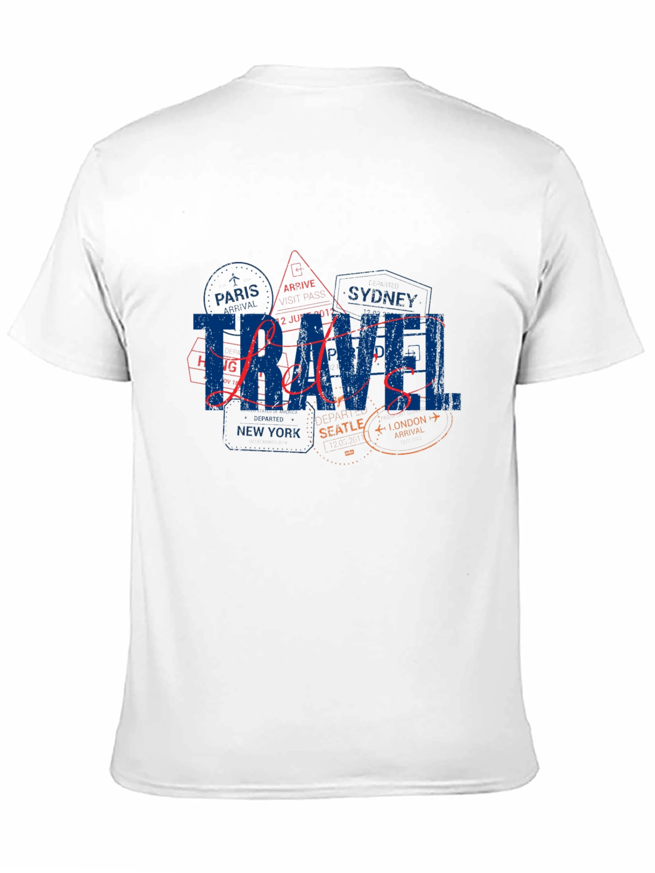 Travel-Themed Black T-Shirt