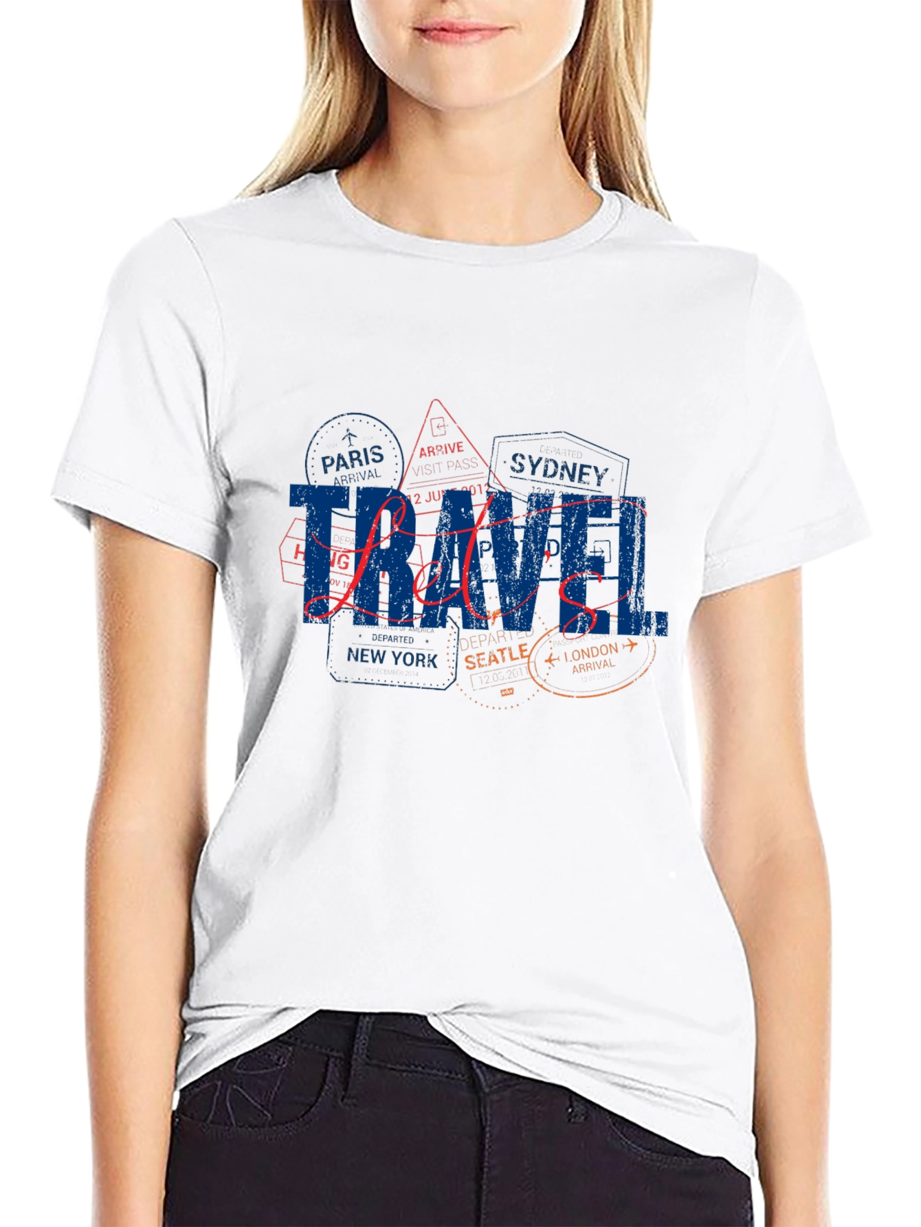 Travel-Themed Black T-Shirt