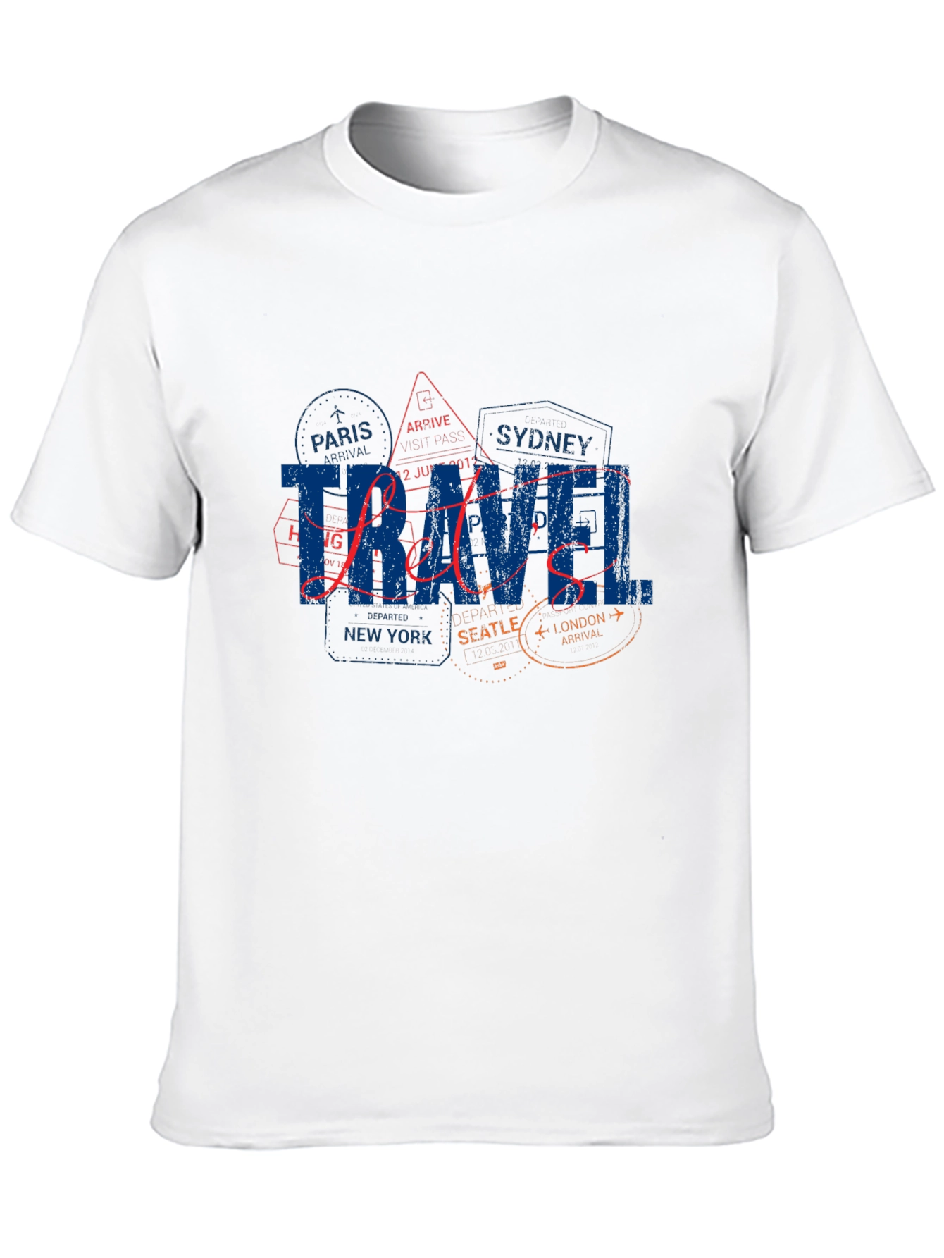 Travel-Themed Black T-Shirt