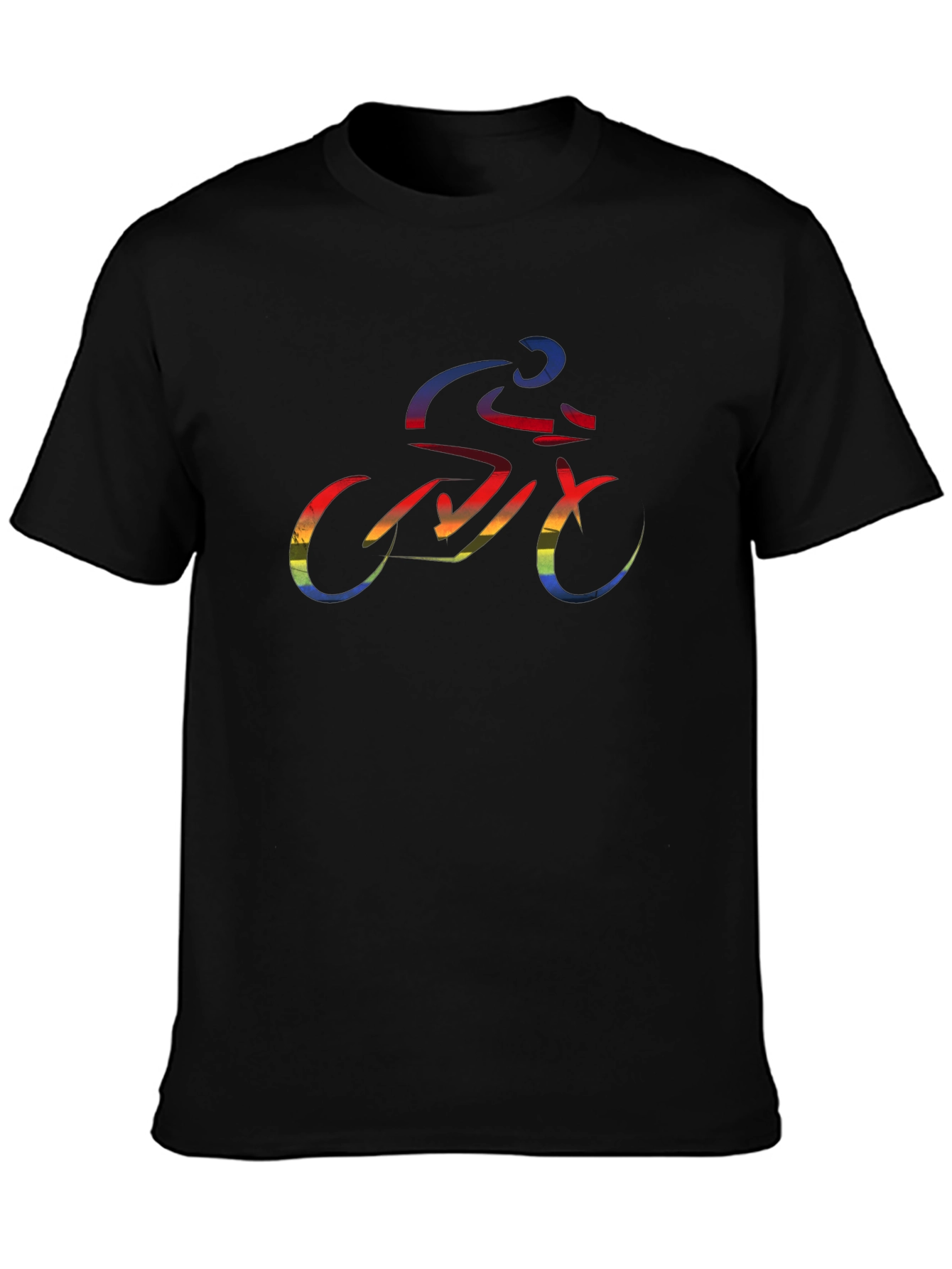 Rainbow Cyclist Graphic Tee - Black T-Shirt