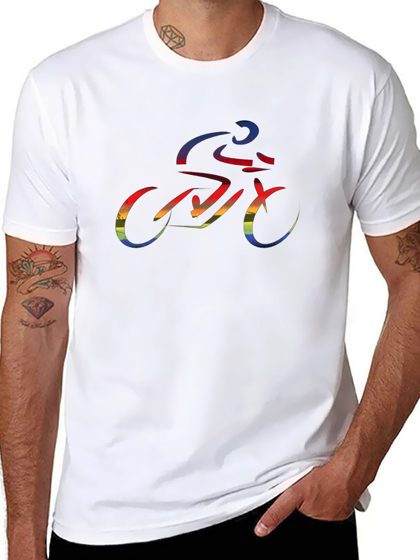 Rainbow Cyclist Graphic Tee - Black T-Shirt