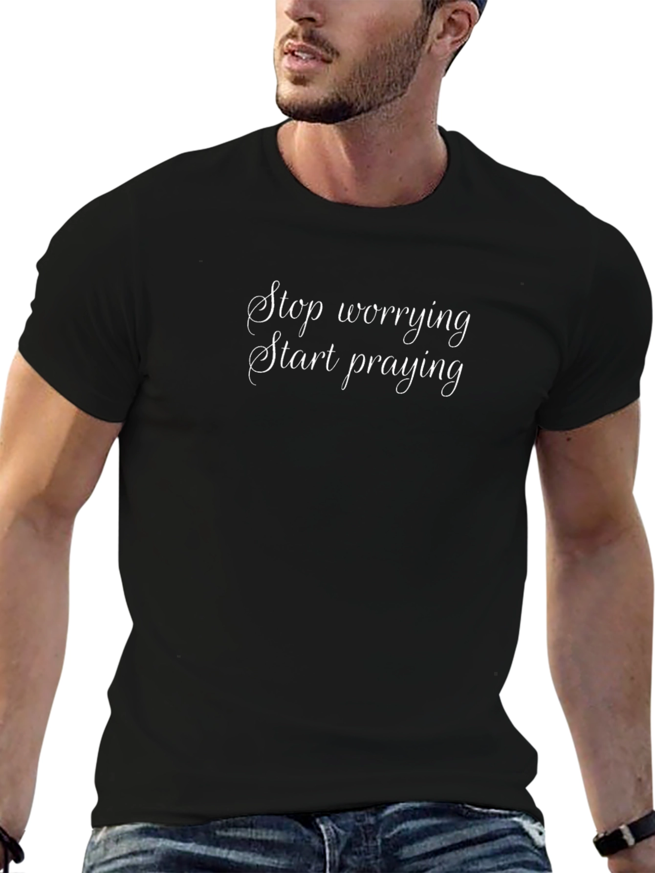 Stop Worrying Start Praying Black T-Shirt