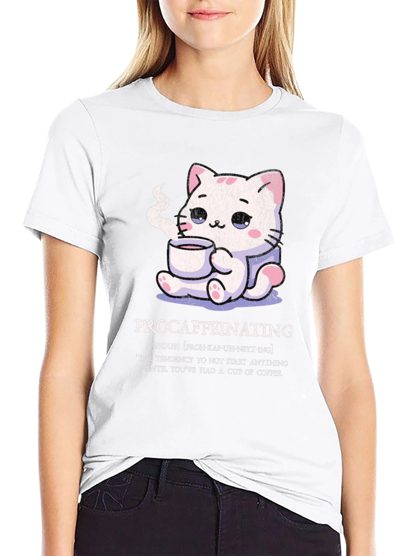 Procaffeinating Cat T-Shirt - Coffee Lover Tee