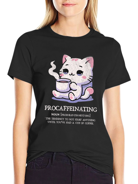 Procaffeinating Cat T-Shirt - Coffee Lover Tee