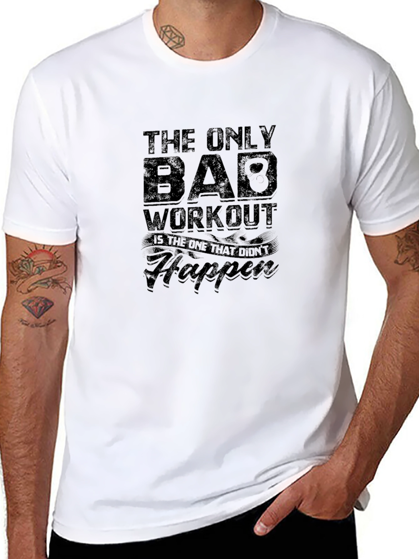 Workout Motivation Black Graphic T-Shirt