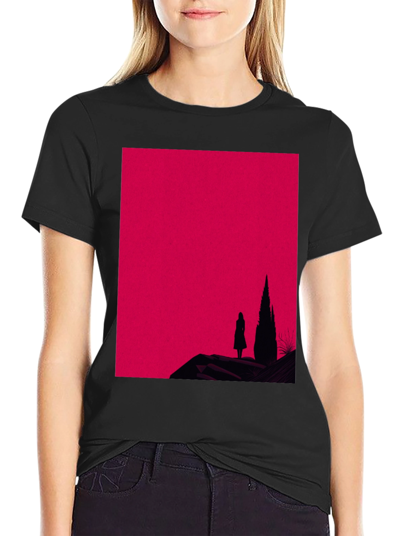 Silhouette Graphic Tee - Gothic Red Mountain Print
