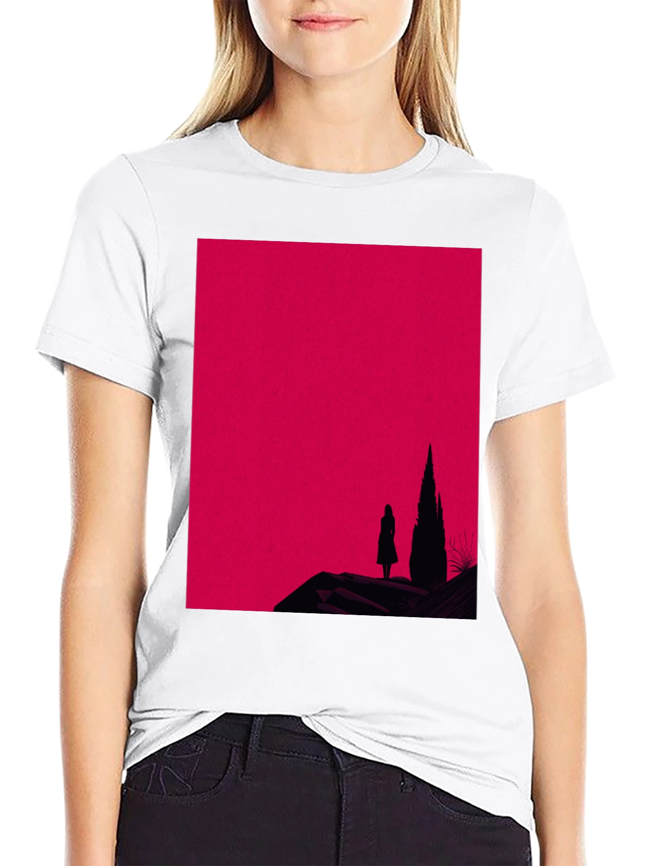 Silhouette Graphic Tee - Gothic Red Mountain Print