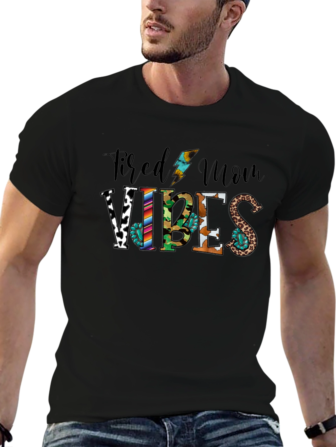 Tired Mom Vibes Graphic Tee - Black Unisex T-Shirt