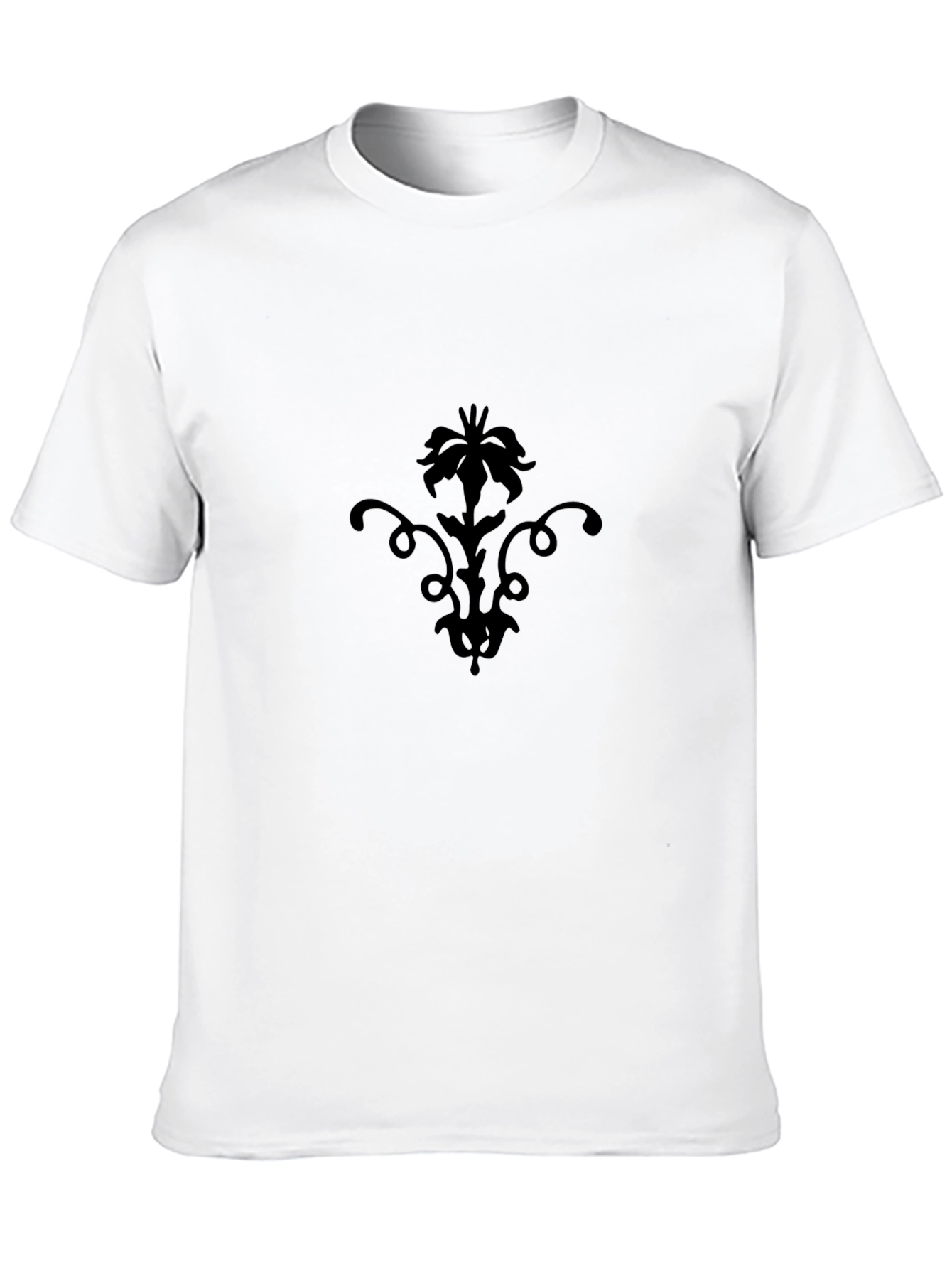 Elegant Black T-Shirt with Floral Design