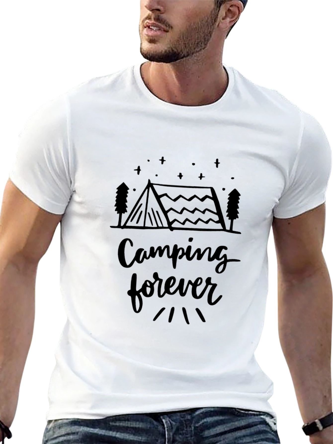 Camping Forever Black Graphic Tee