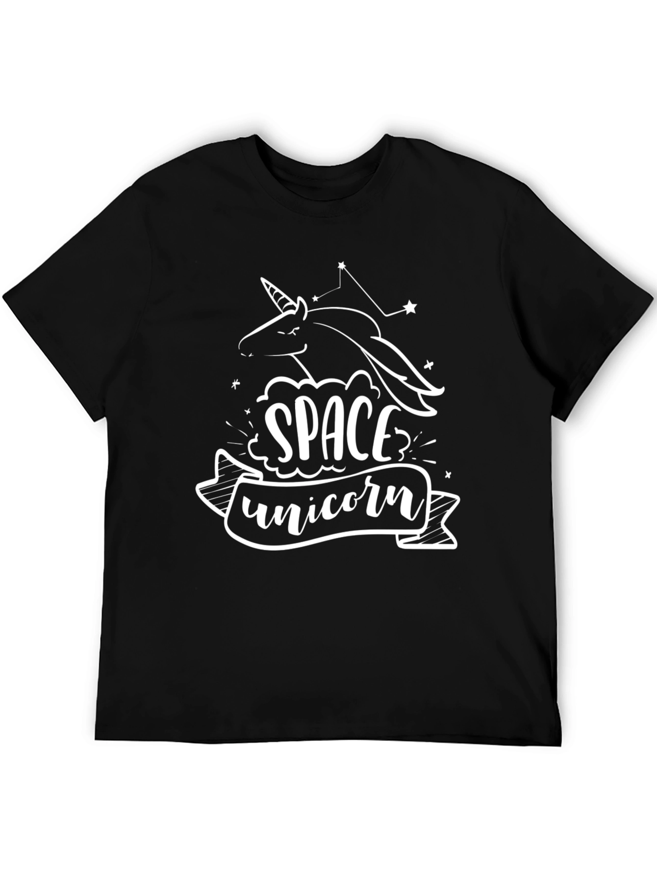 Space Unicorn Black T-Shirt Graphic Tee