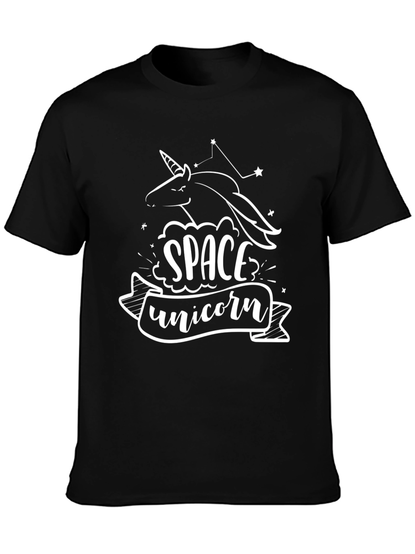Space Unicorn Black T-Shirt Graphic Tee