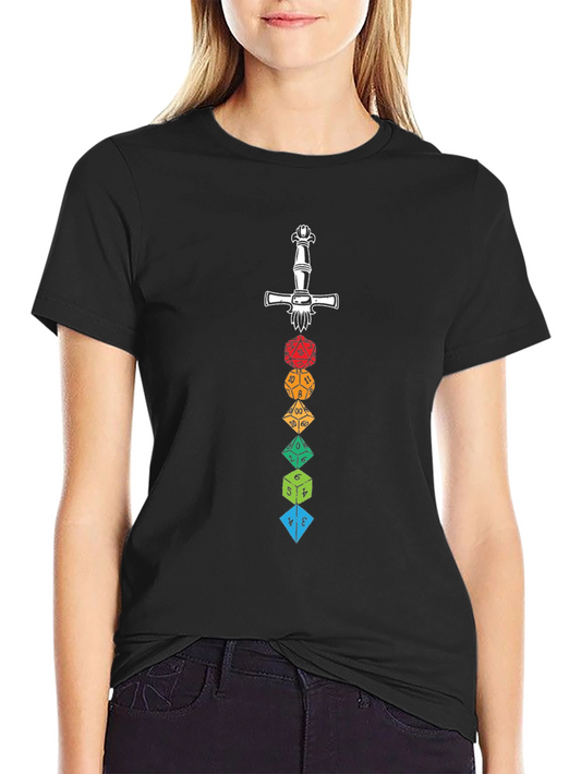 D&D Dice Stack Sword Graphic Tee - Black