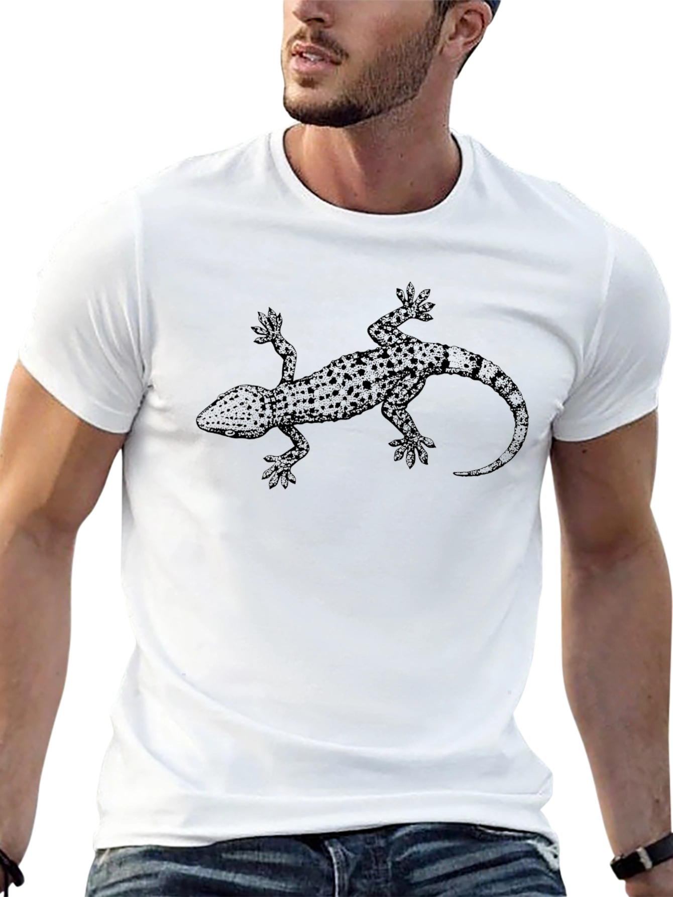 Gecko Graphic Print Black T-Shirt