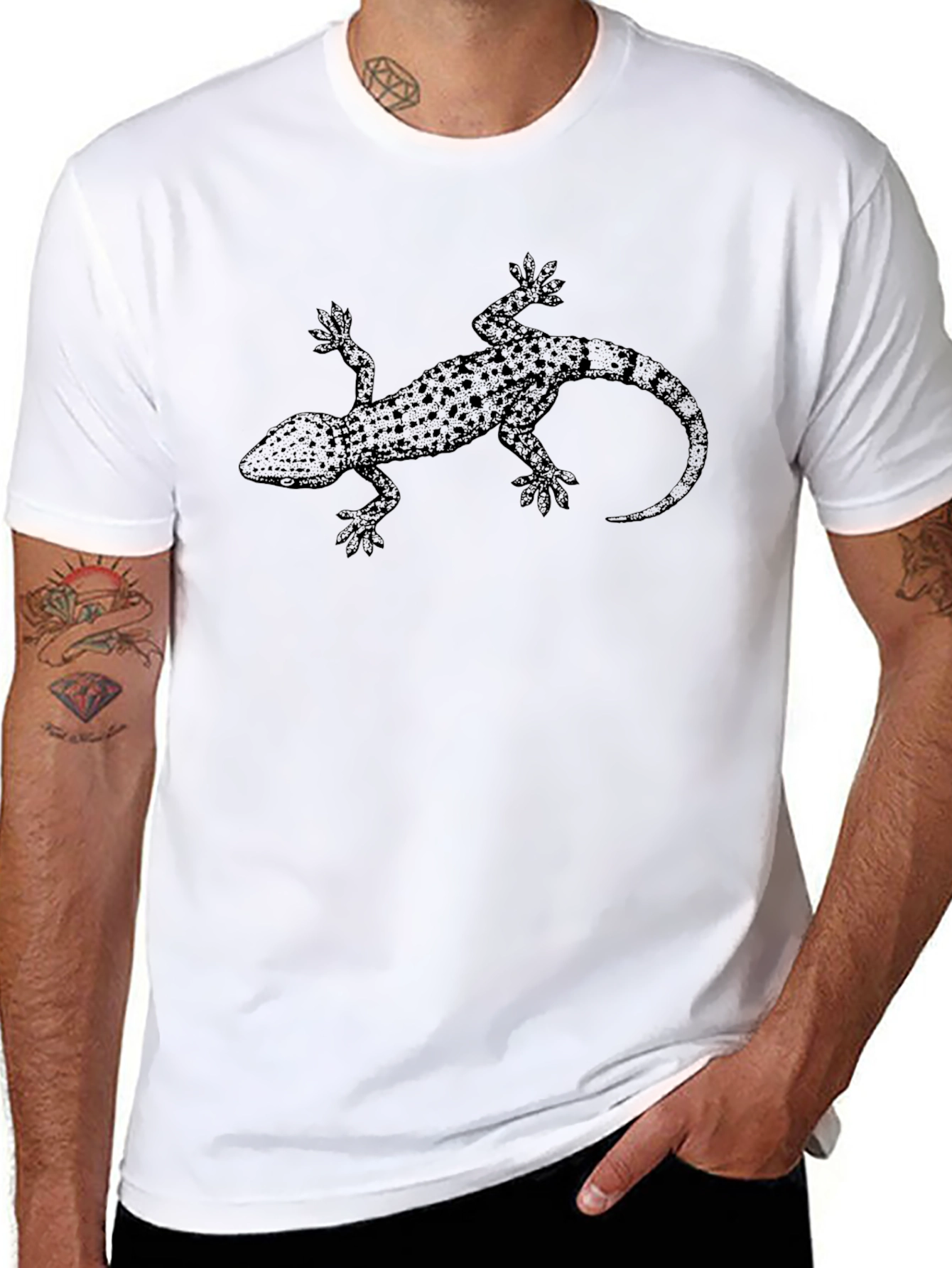 Gecko Graphic Print Black T-Shirt