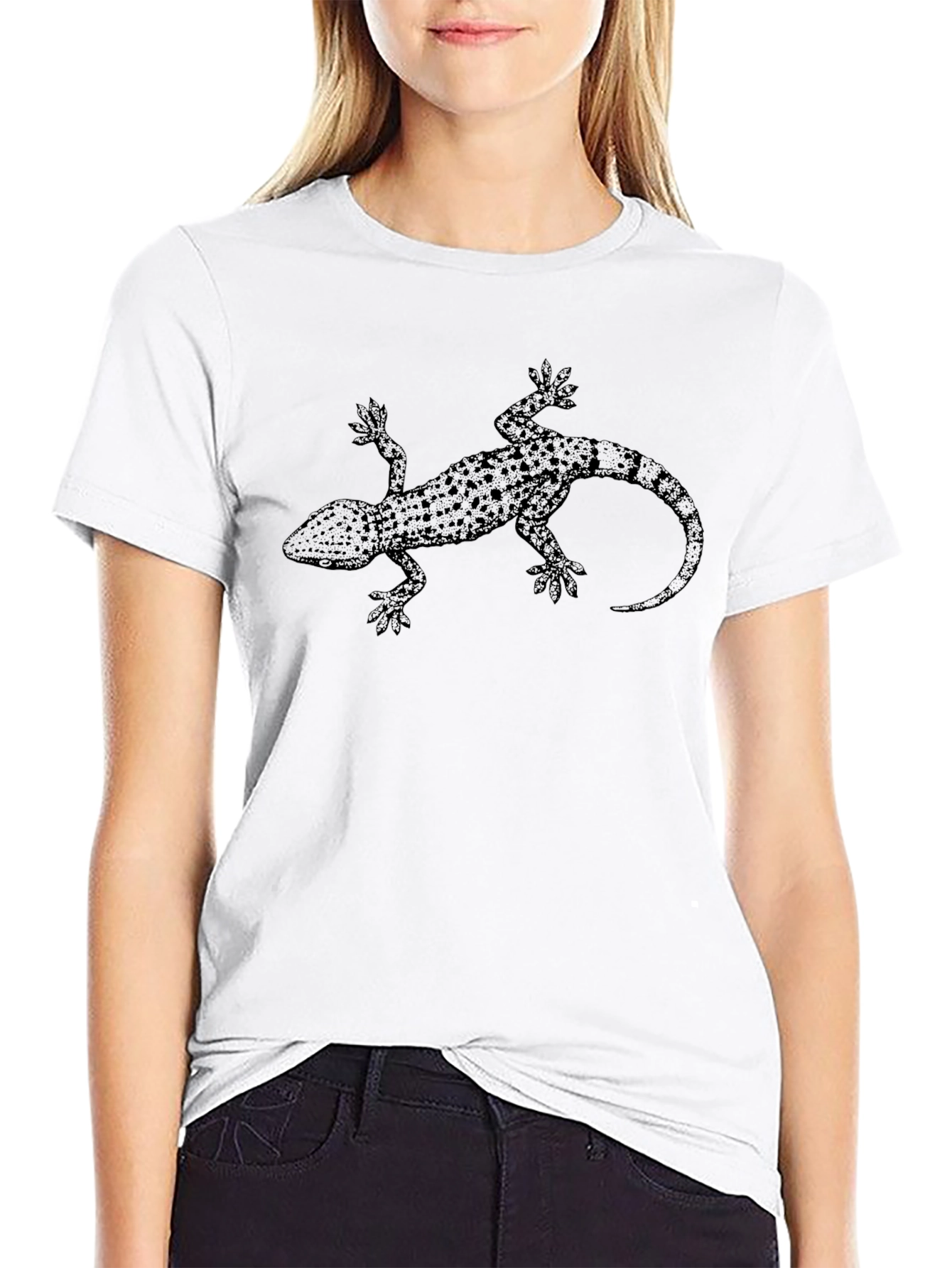 Gecko Graphic Print Black T-Shirt