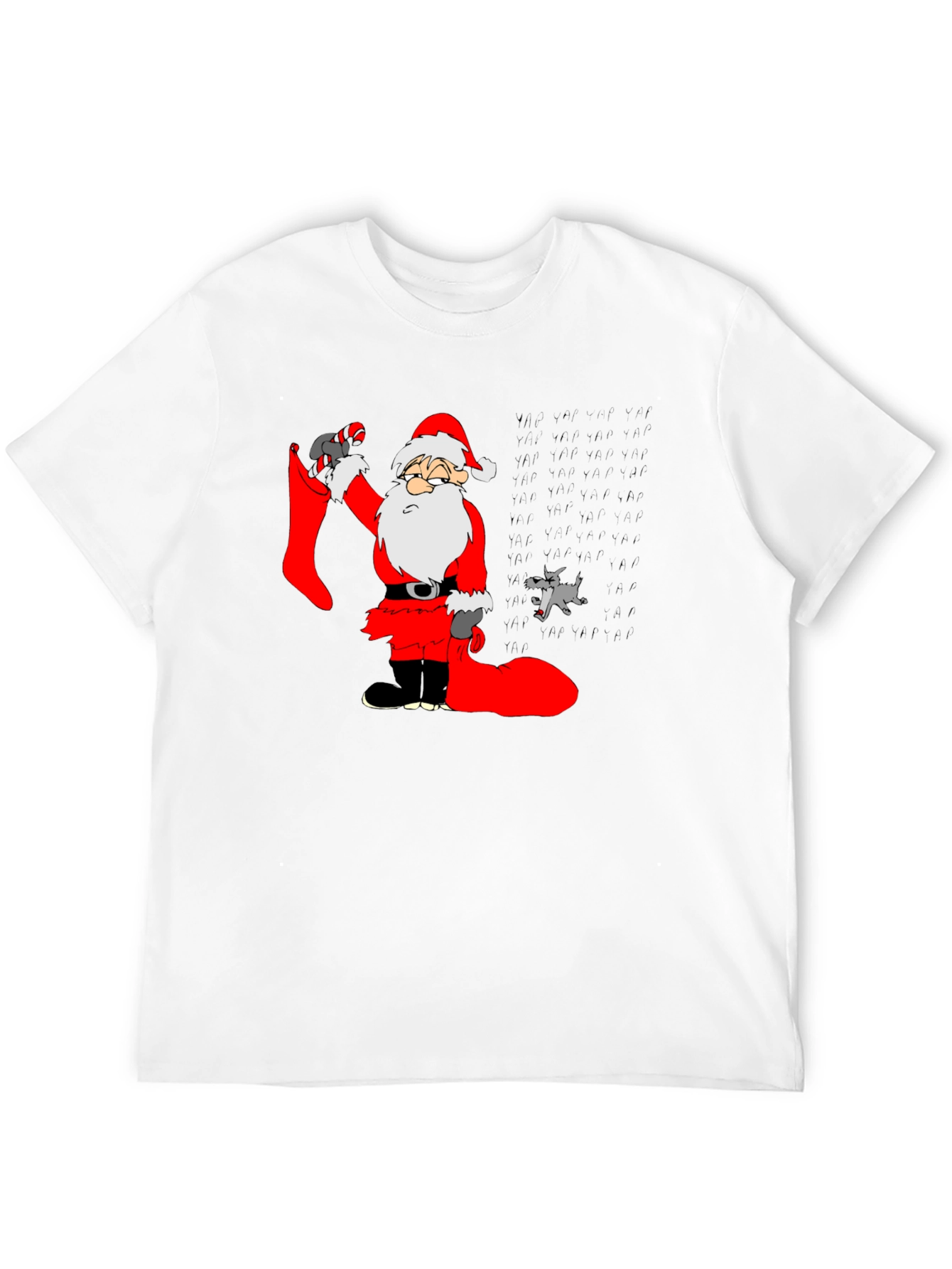 Cartoon Santa Graphic Tee - Black