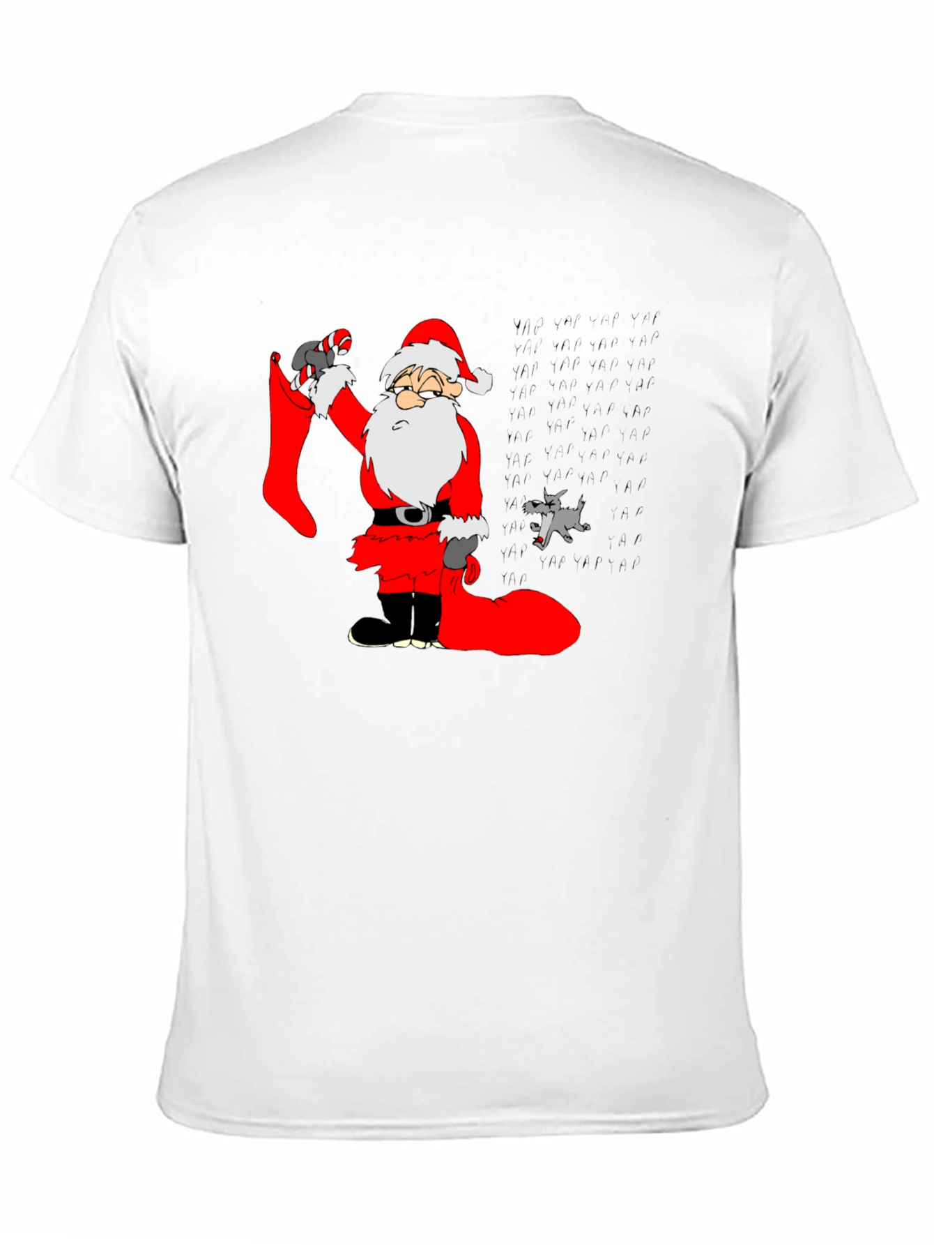 Cartoon Santa Graphic Tee - Black