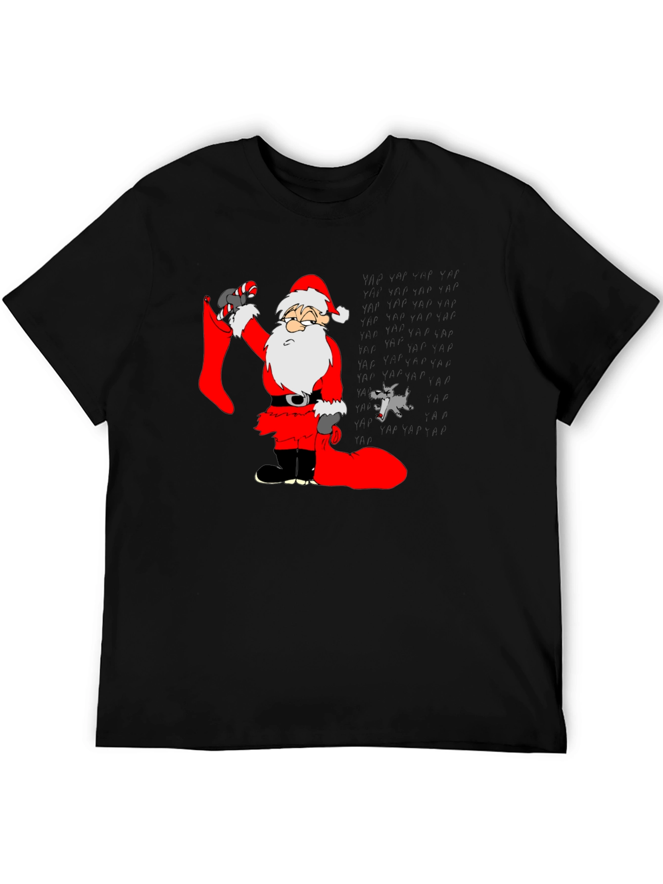 Cartoon Santa Graphic Tee - Black