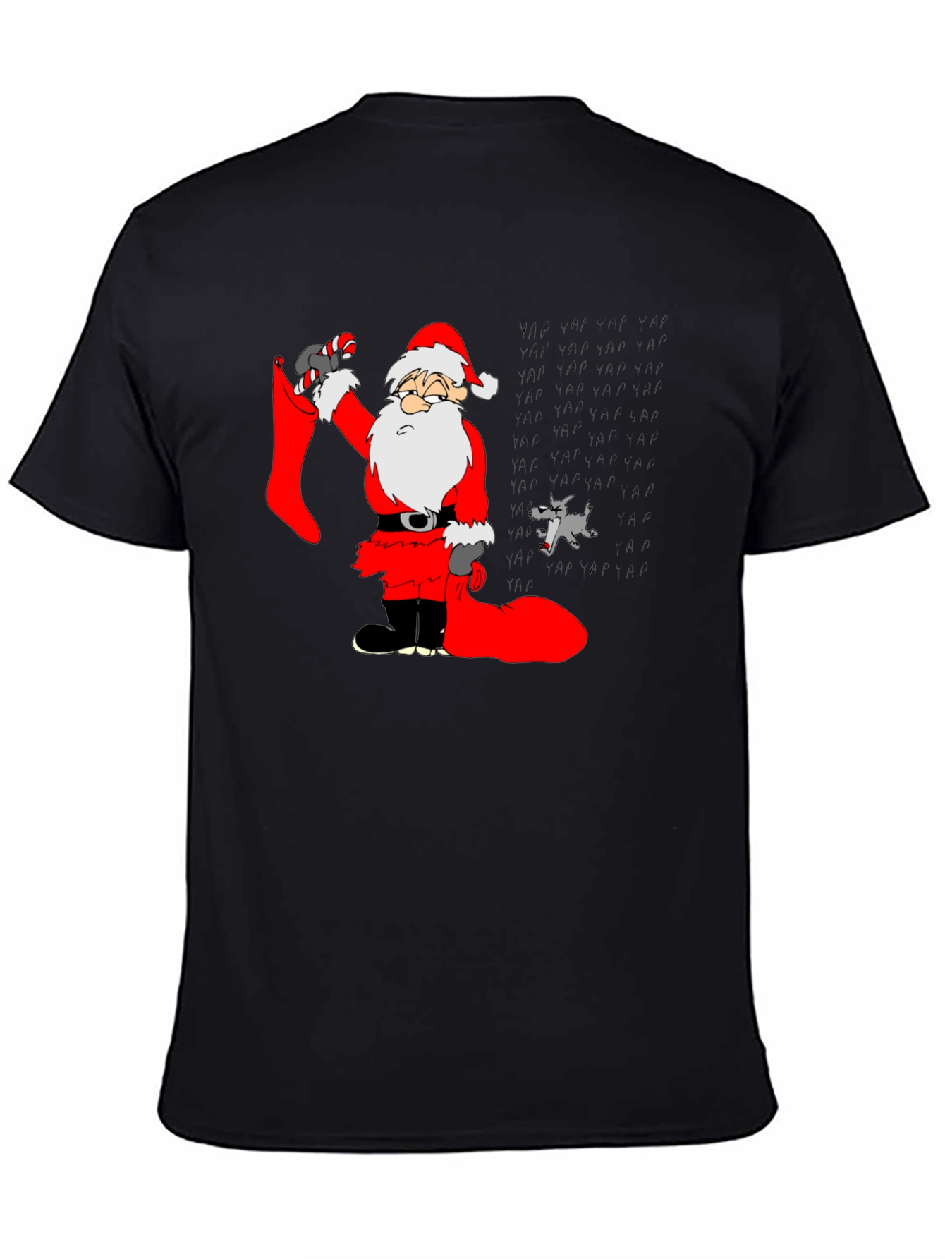 Cartoon Santa Graphic Tee - Black