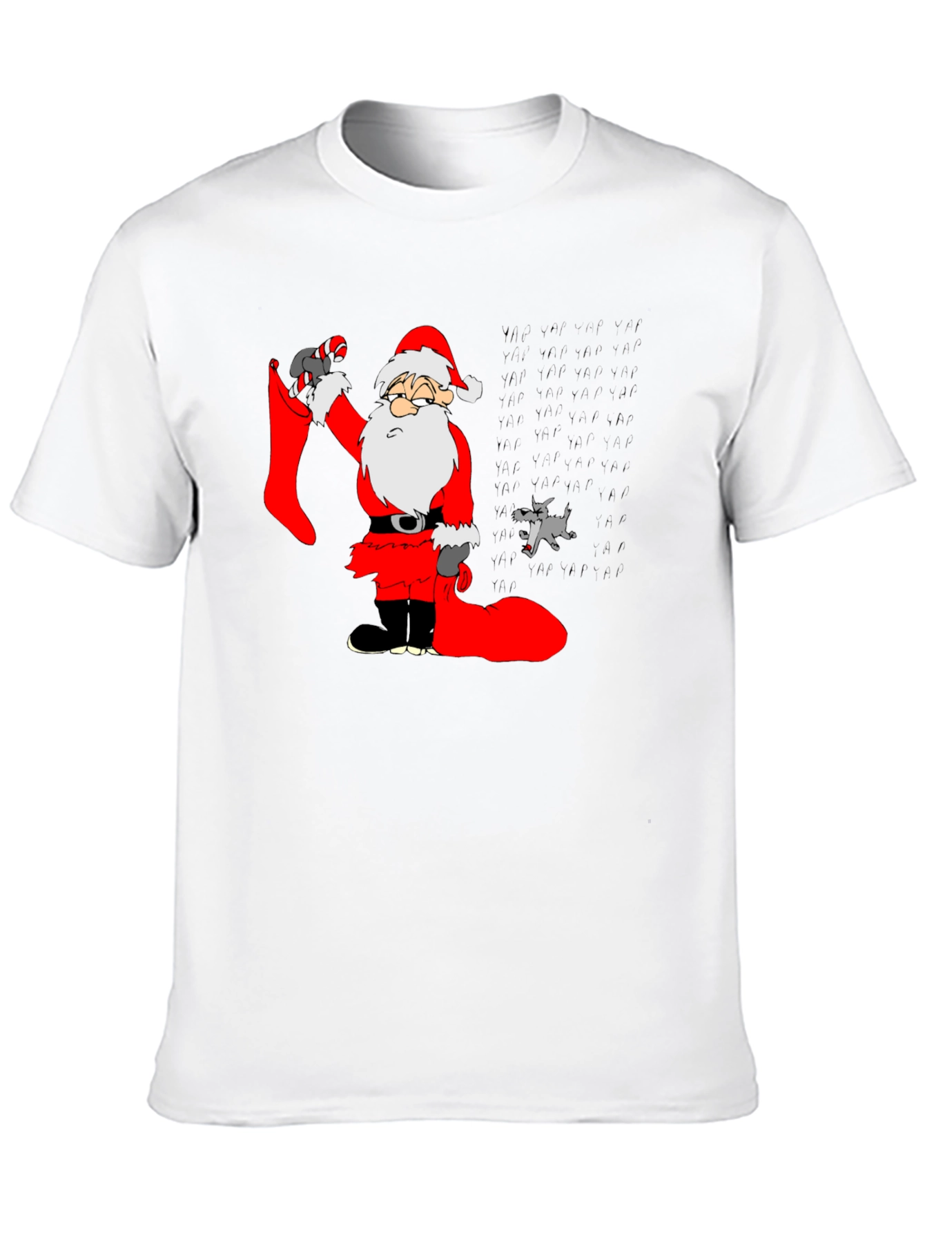 Cartoon Santa Graphic Tee - Black