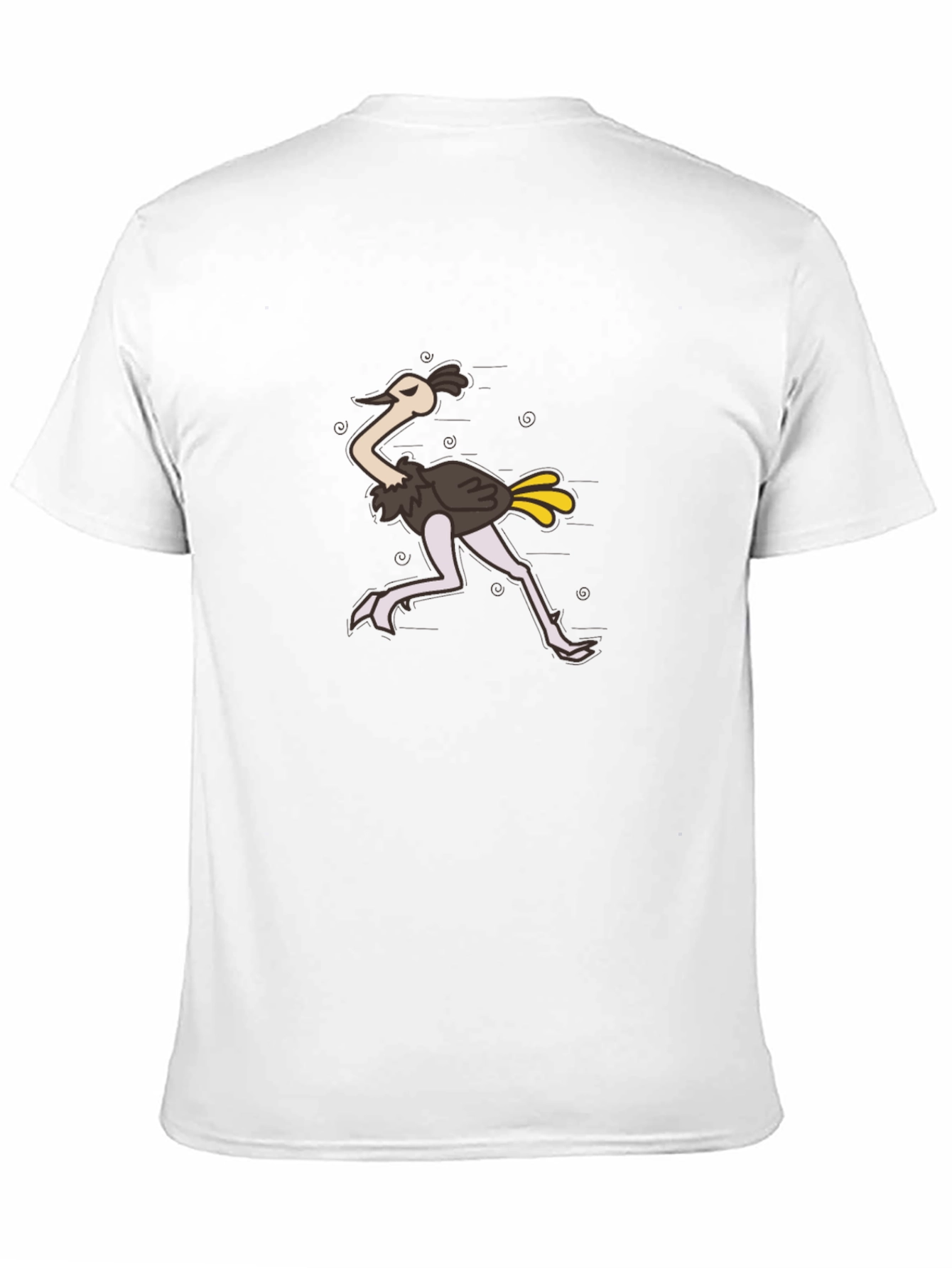 Funny Ostrich Cartoon Black T-Shirt