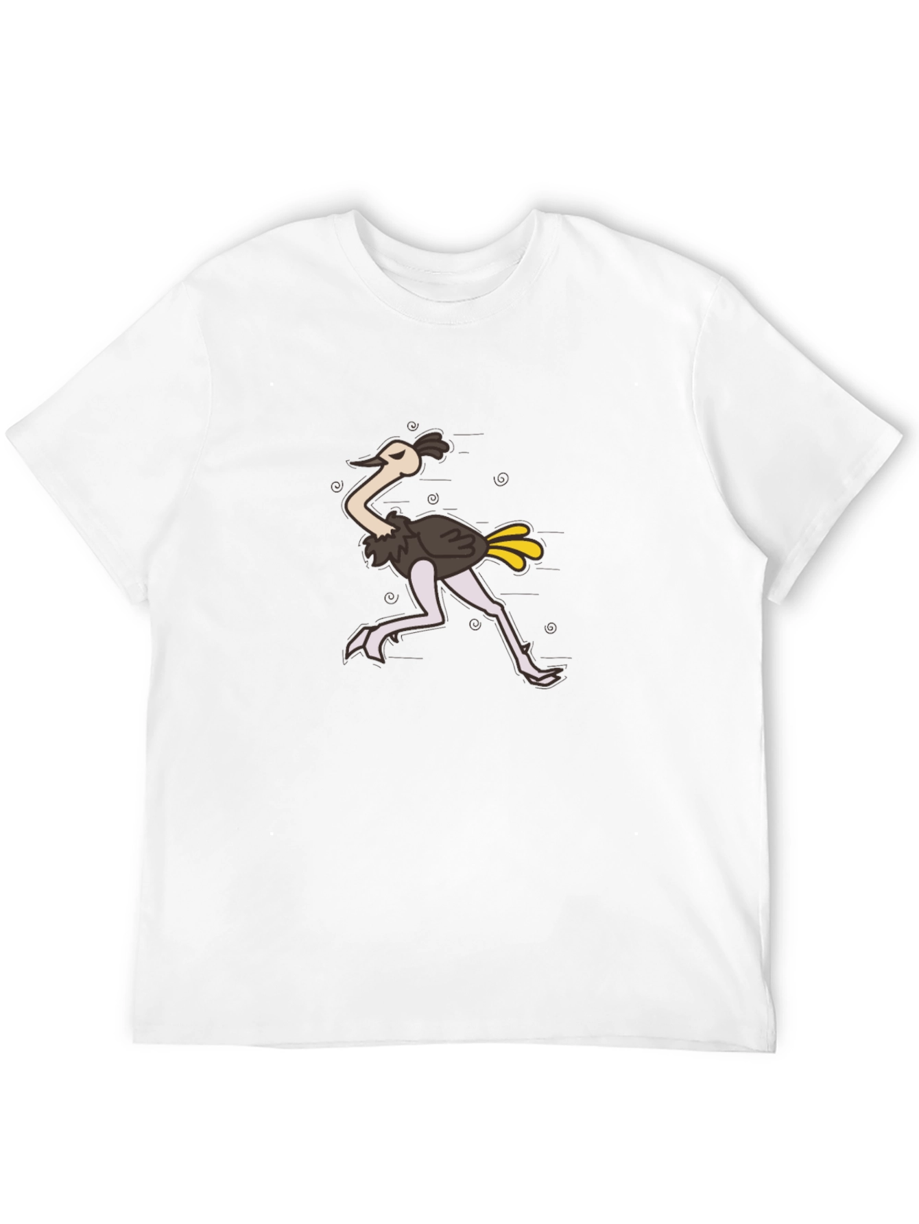 Funny Ostrich Cartoon Black T-Shirt