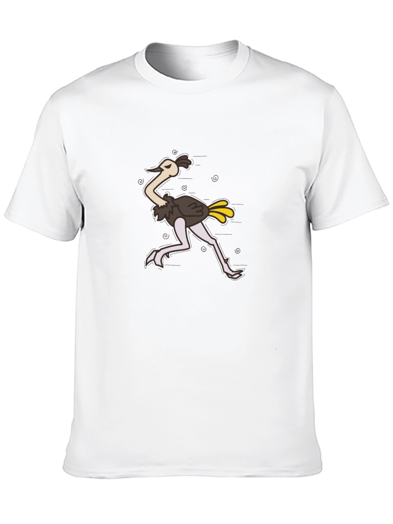 Funny Ostrich Cartoon Black T-Shirt