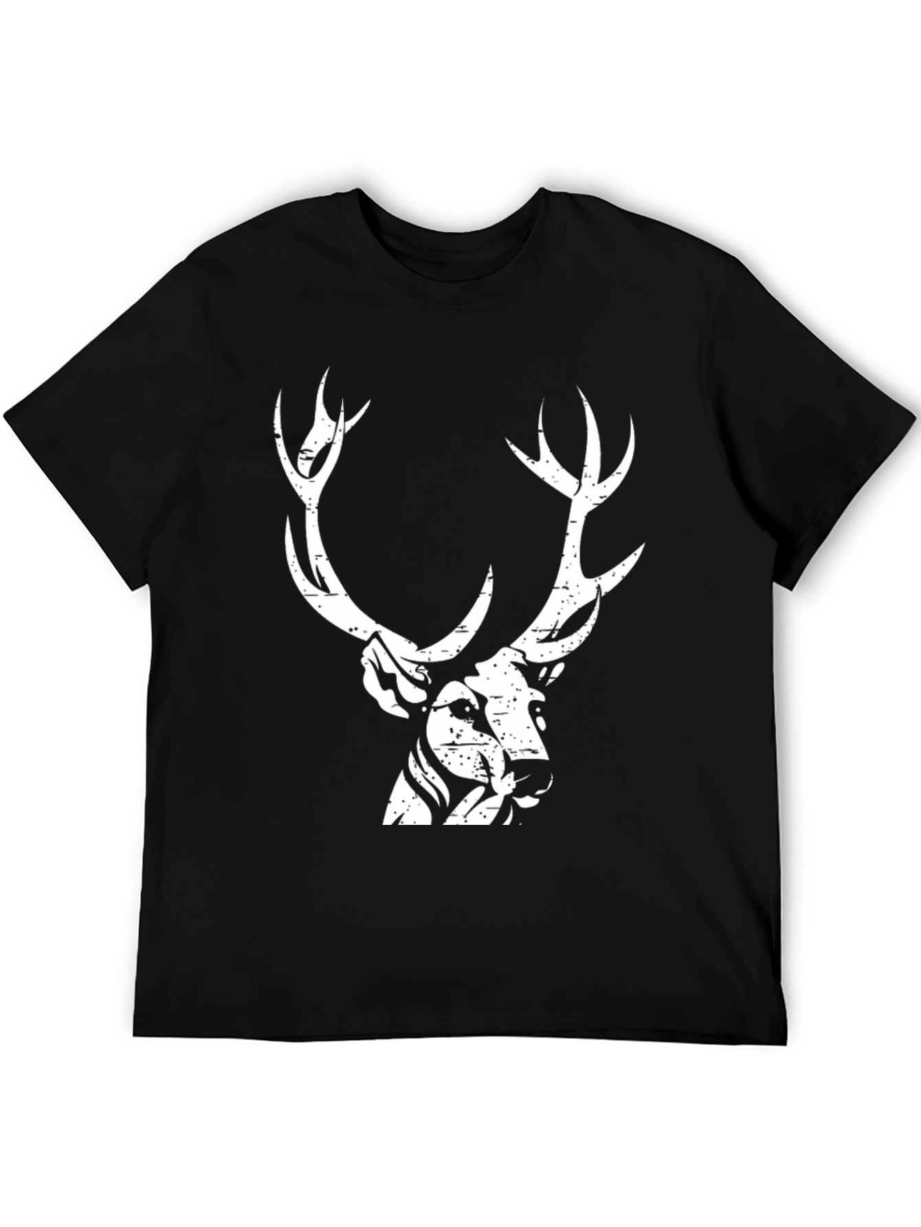 Deer Graphic Print Black T-Shirt