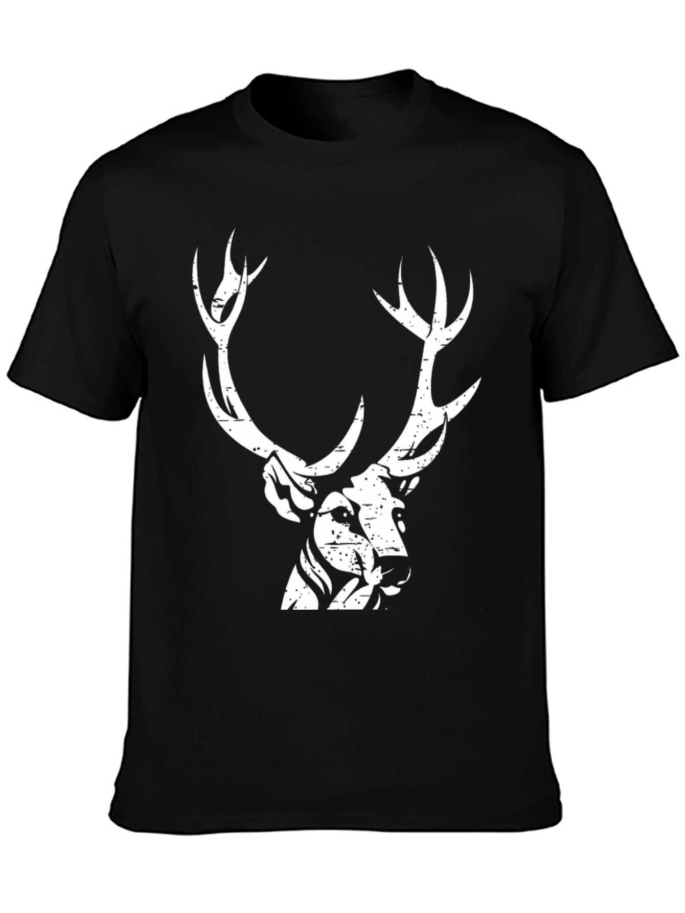 Deer Graphic Print Black T-Shirt