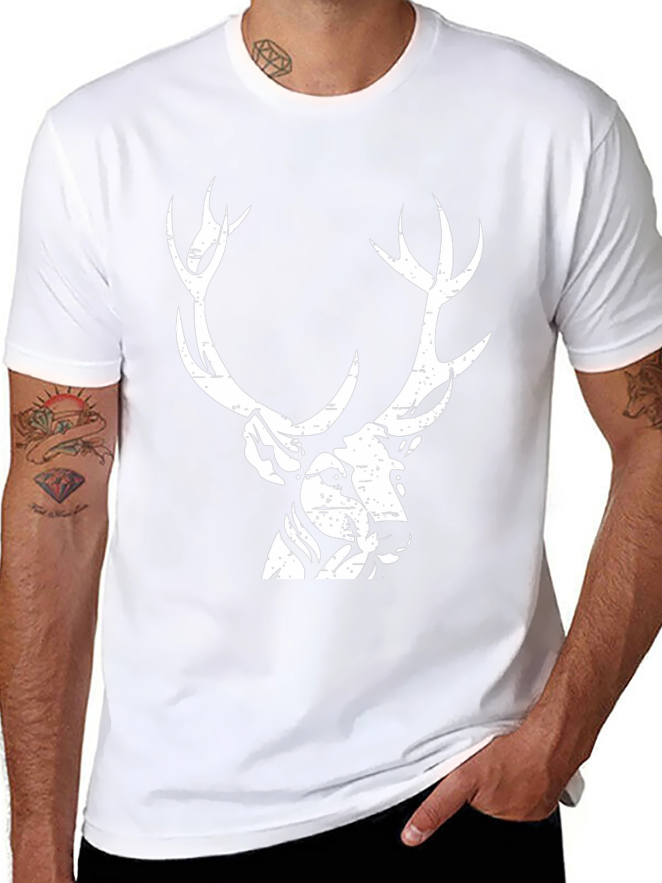 Deer Graphic Print Black T-Shirt